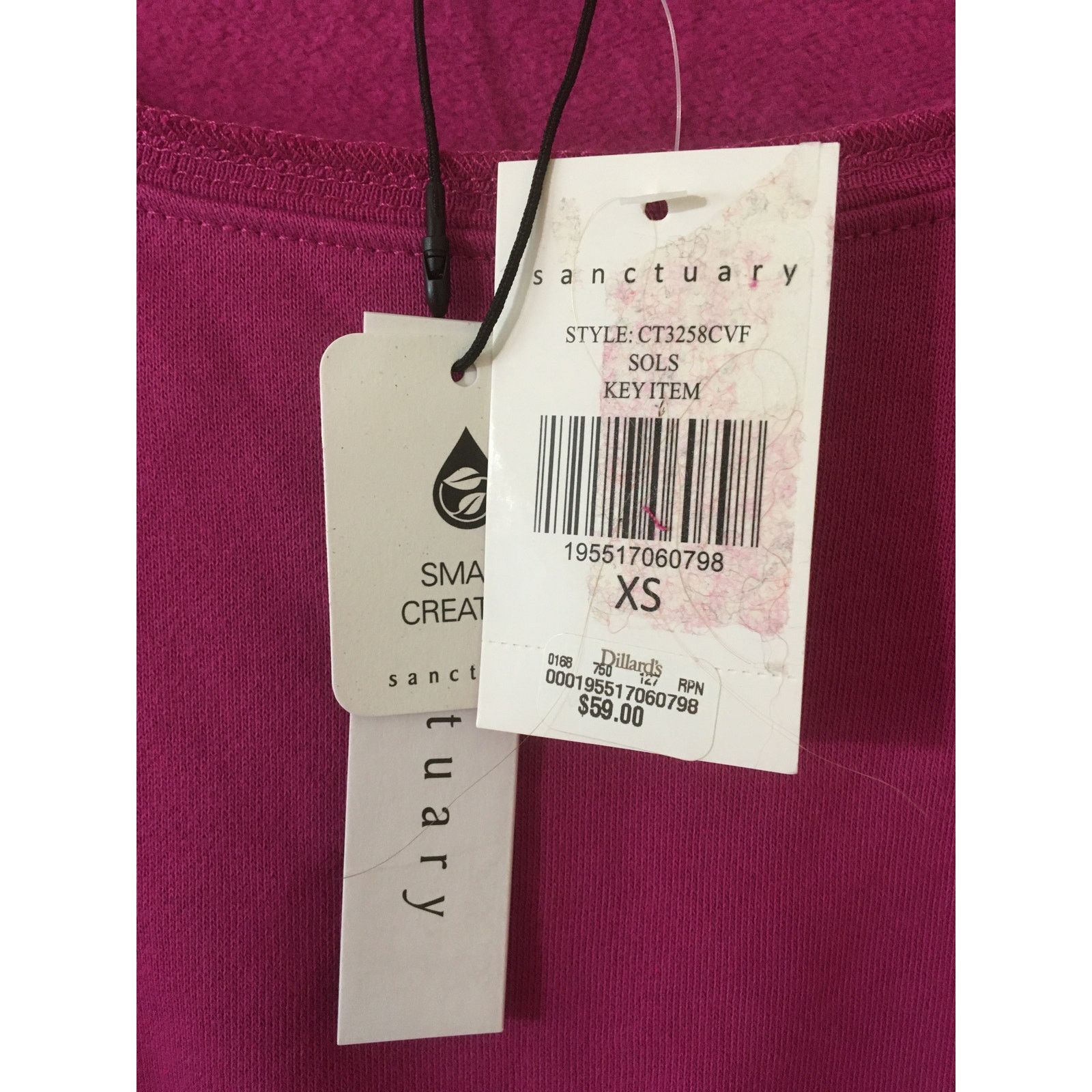 Sanctuary NWT Sanctuary XS Cropped Oversized Fuchsia Pink Sweatshirt Size XS / US 0-2 / IT 36-38 - 3 Thumbnail