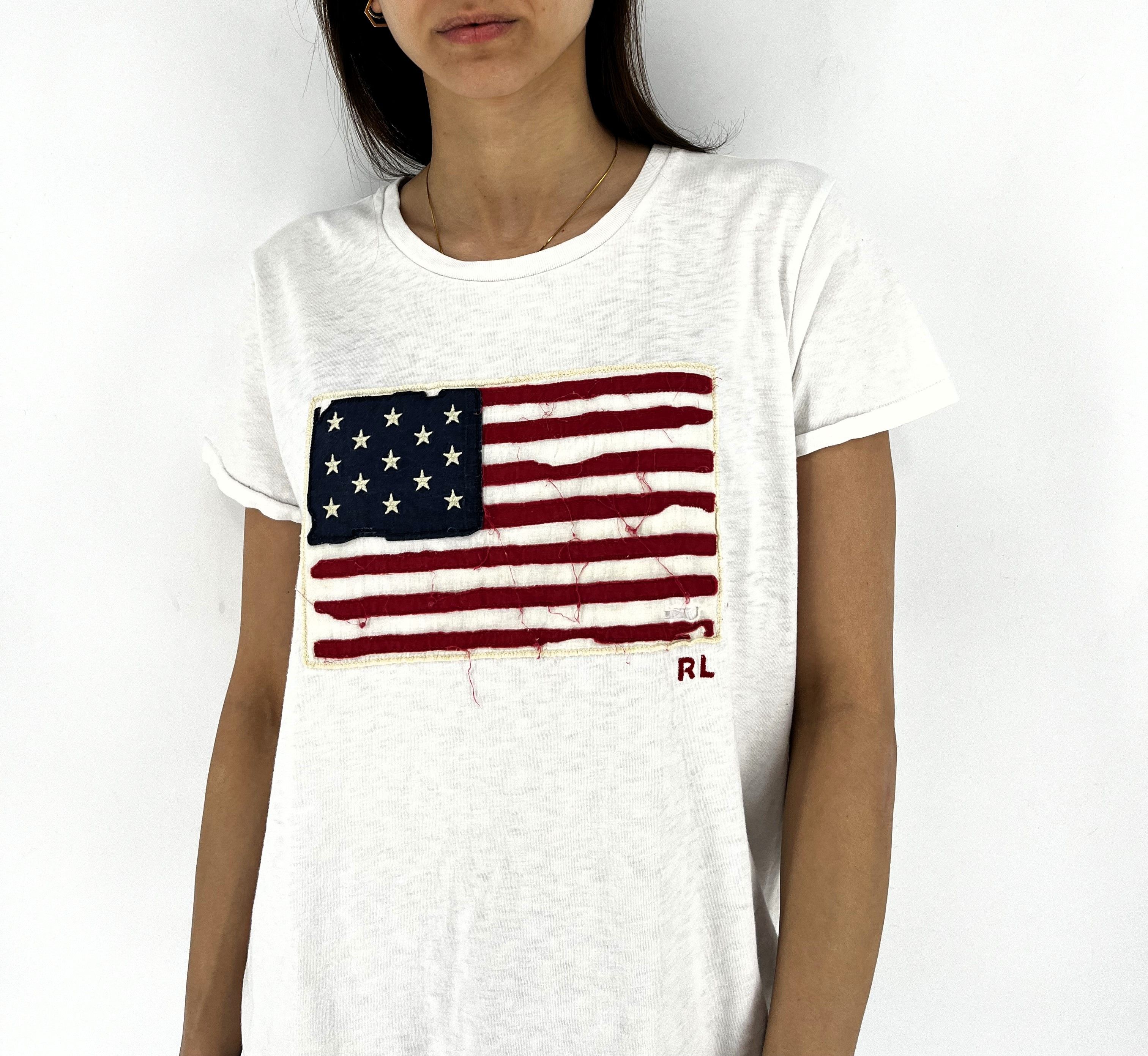 Polo Ralph Lauren Ralph Lauren White cotton crew-neck T-shirt with flag patch Size L / US 10 / IT 46 - 4 Thumbnail