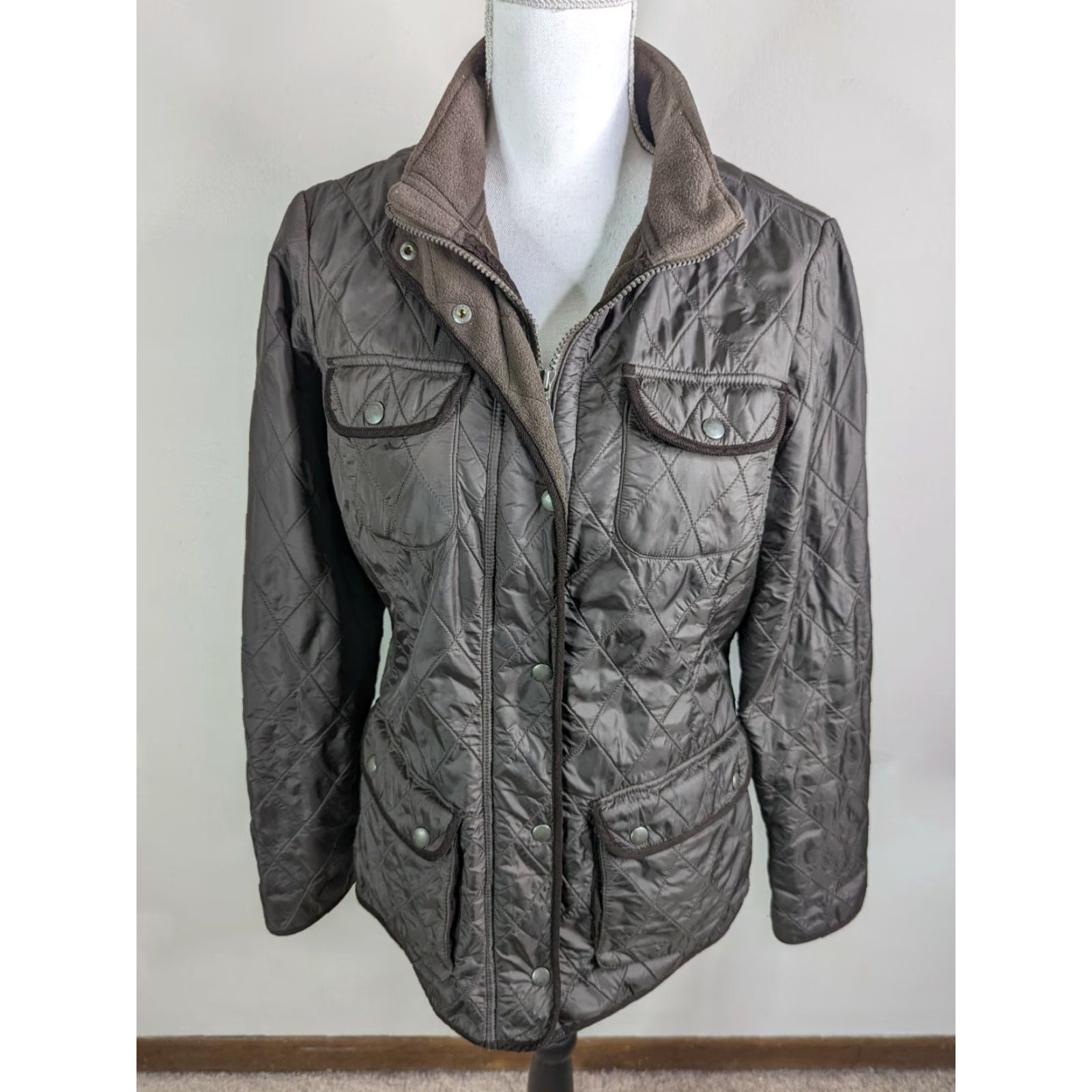 Eddie Bauer EDDIE BAUER Women's Brown Quilted Barn Jacket Coat Size S Fleece Lined Mid-Length Softshell Quilted Full Zip Pockets Mens? Size S / US 4 / IT 40 - 2 Thumbnail