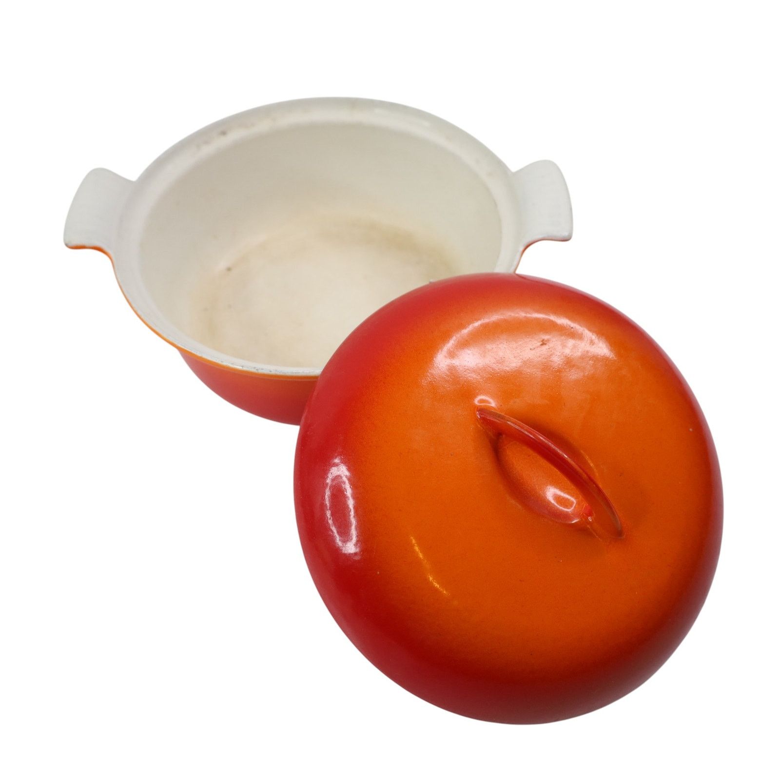 Vintage Vintage Descoware Cast Iron Enamel Flame Orange Dutch Oven Size ONE SIZE - 4 Thumbnail