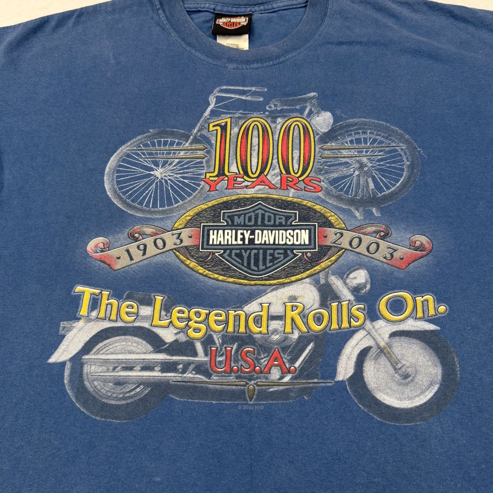 Harley Davidson VINTAGE Harley-Davidson Shirt Mens XL Blue 100 Years Savannah Georgia USA 2000s Size US XL / EU 56 / 4 - 3 Thumbnail
