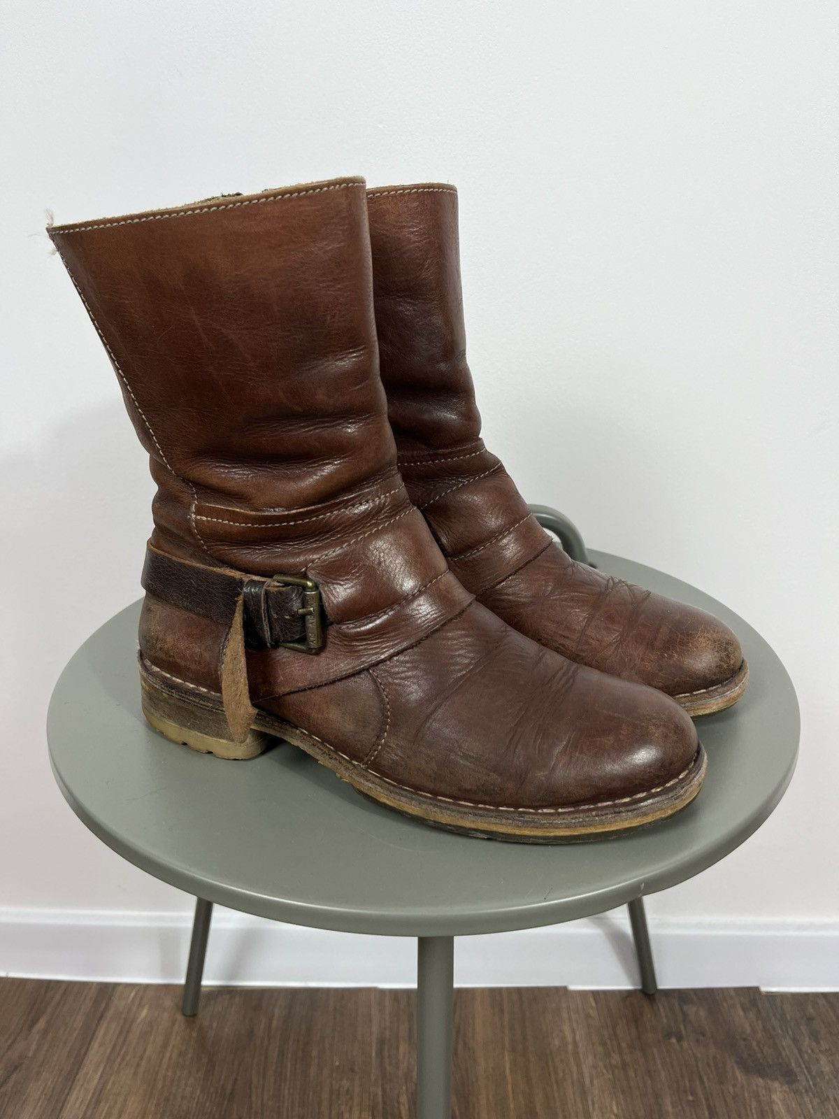 Other Fly London Brown Leather Mid Calf Boots With Side Buckle 39 Size US 9 / IT 39 - 3 Thumbnail