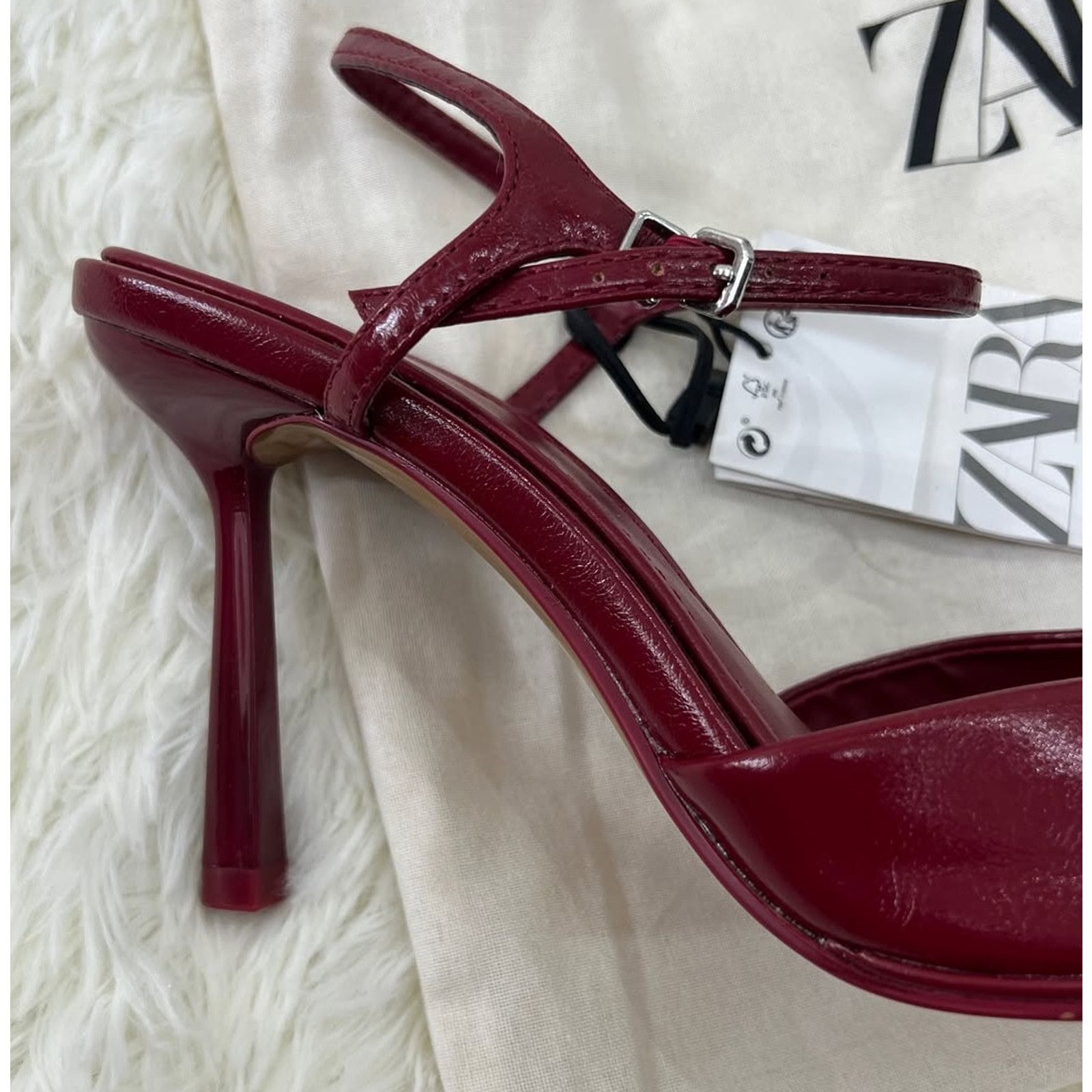 Zara ZARA Cherry Red Slingback Heels Pointed Toe Pumps NWT Size US 10 / IT 40 - 13 Thumbnail