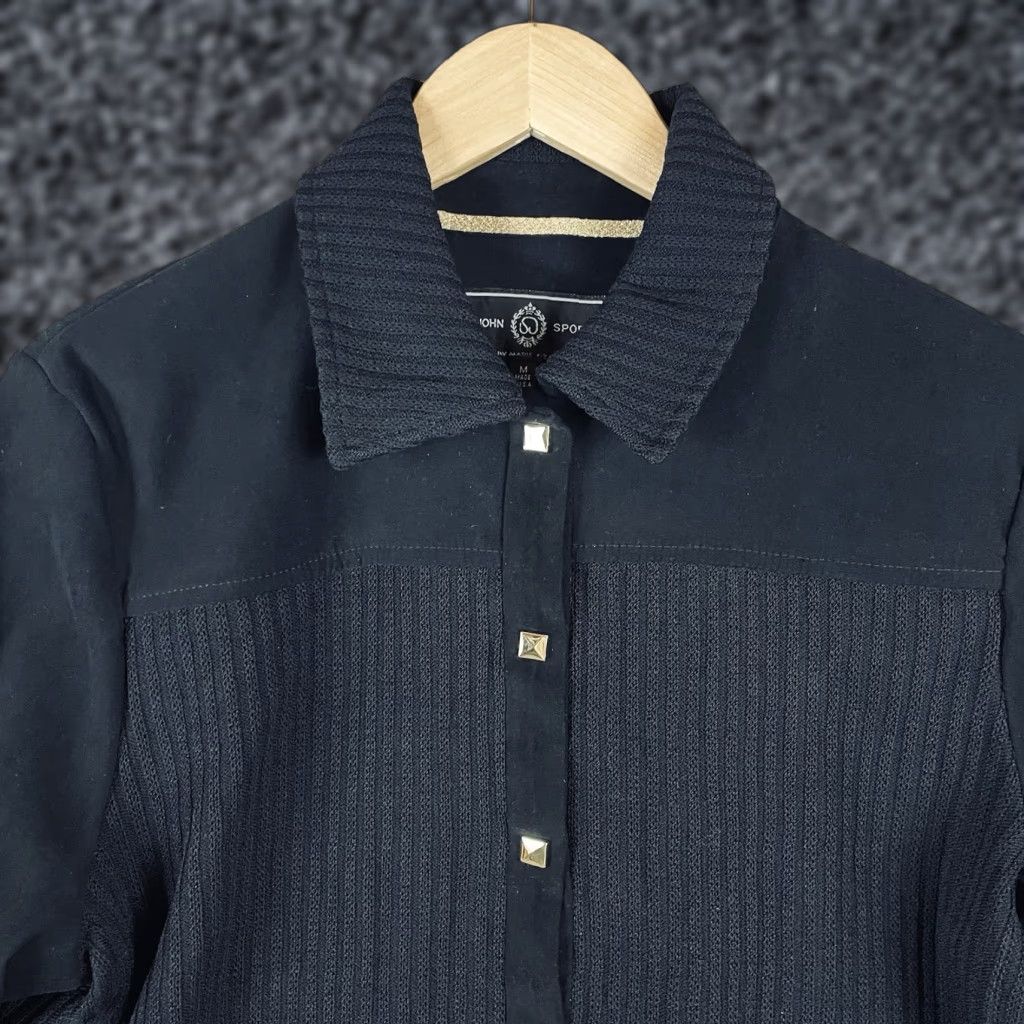 Vintage St John Jacket Medium Ribbed Sanatana Knit Black Wool Short Sleeve? (Note: The original title does not specify short sleeves; keep as Jacket) Size M / US 6-8 / IT 42-44 - 1 Thumbnail