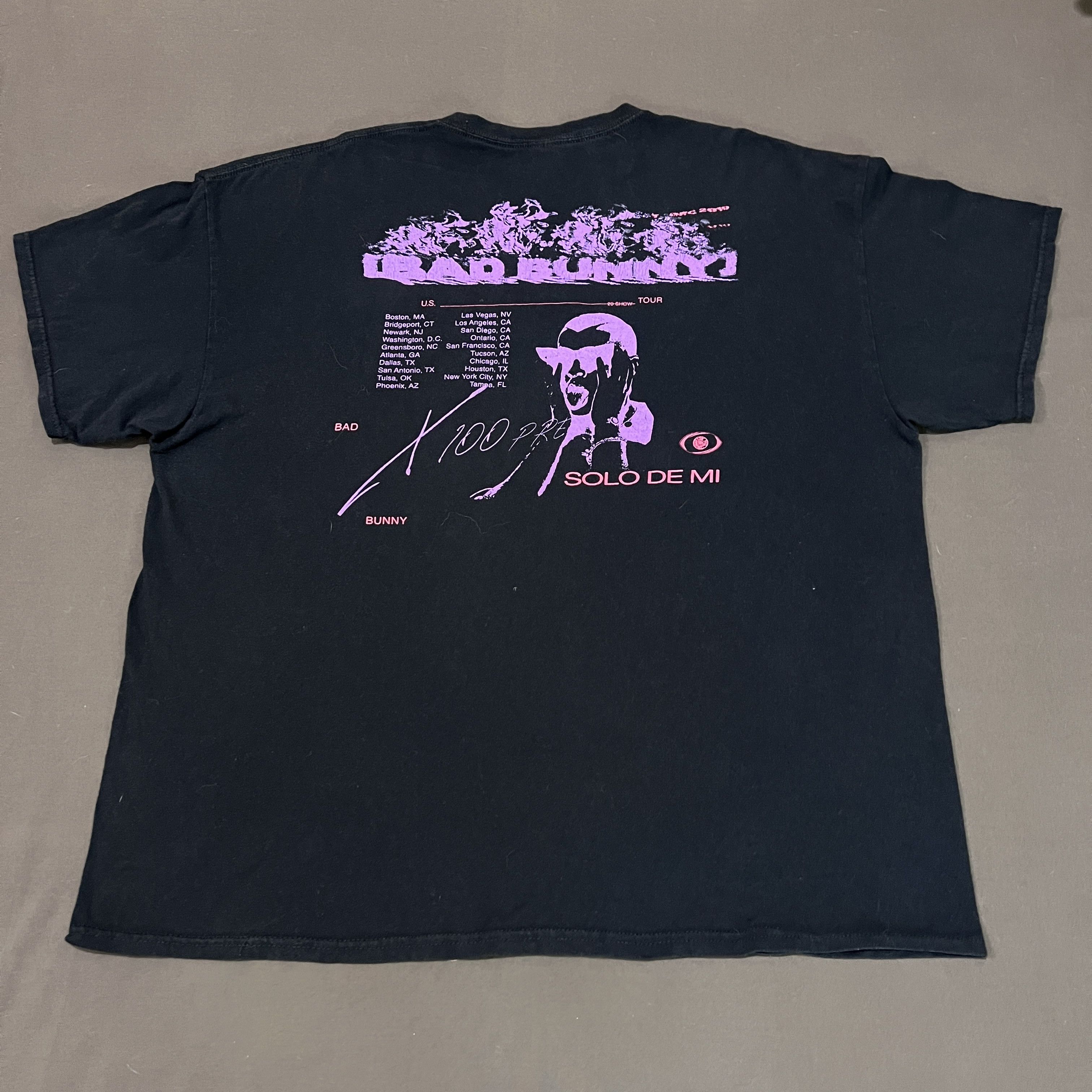 Band Tees × Rap Tees Bad Bunny x 100 Pre Black Tour Tee 2XL Solo De Mi Size US XXL / EU 58 / 5 - 2 Thumbnail