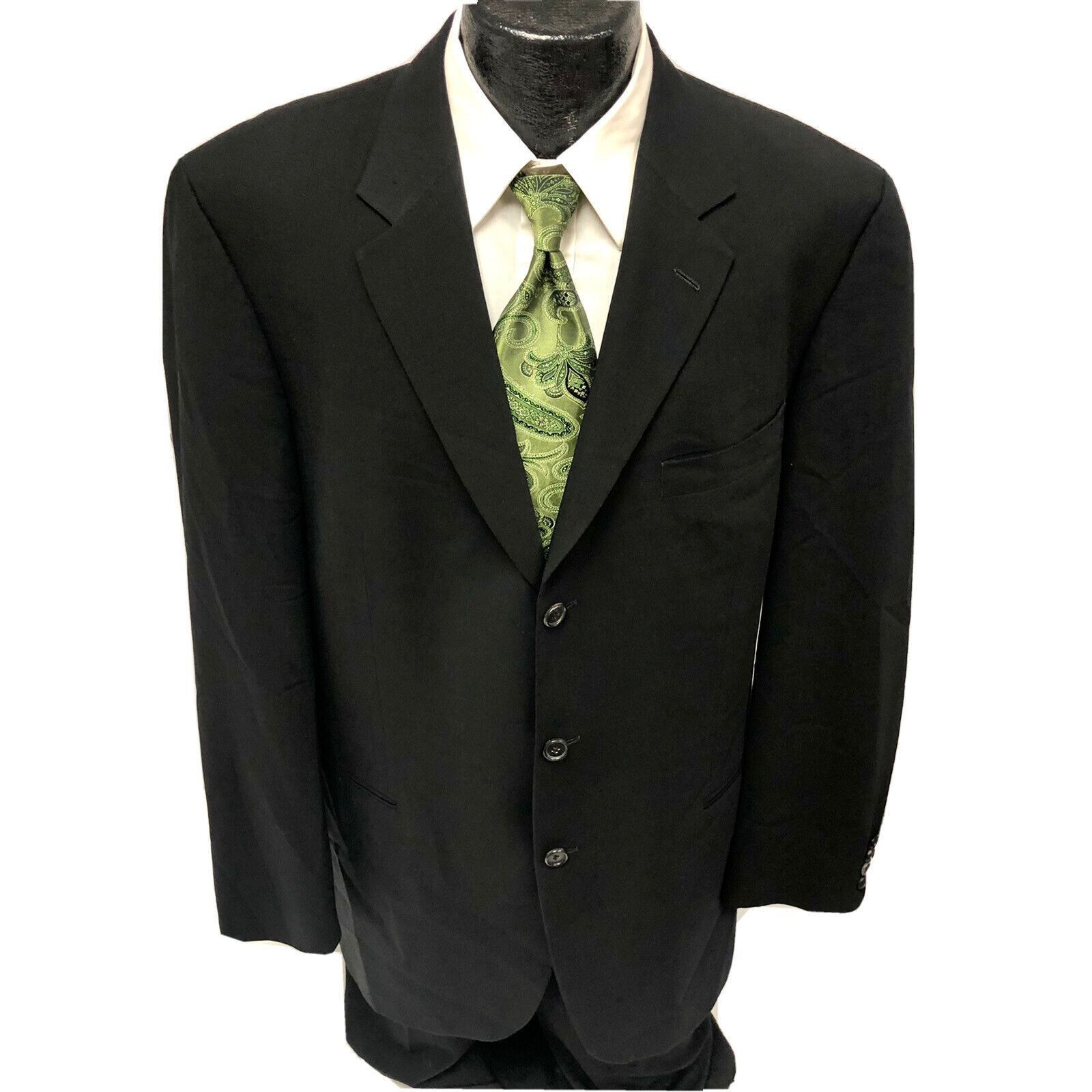Hugo Boss Vtg Hugo Boss Einstein Sigma Black 3 btn Wool Sport Coat Size 44L - 1 Thumbnail