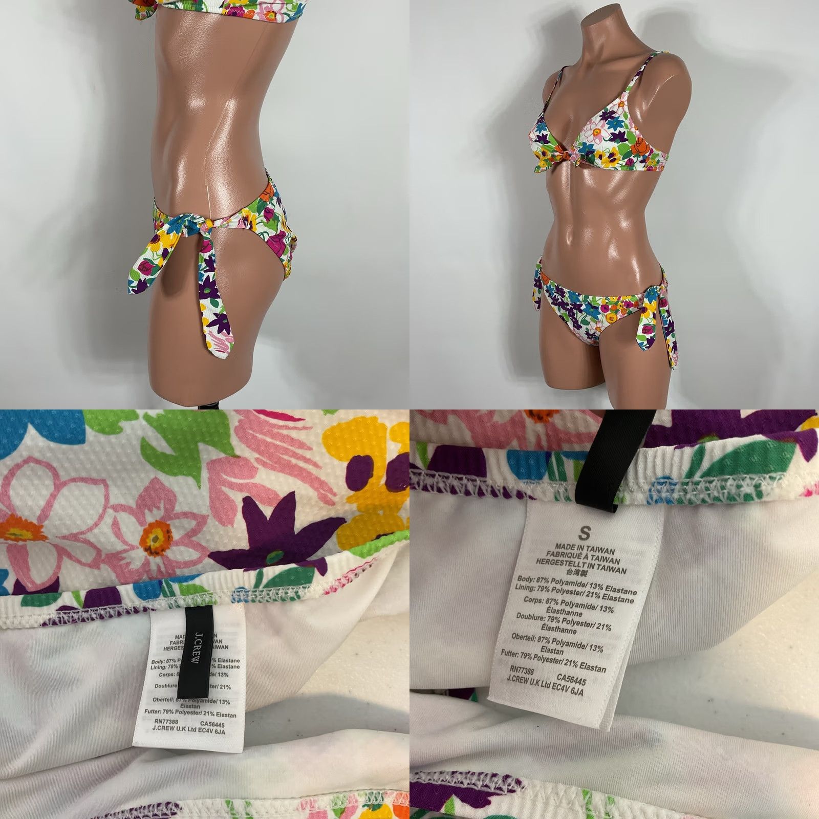 J.Crew J Crew Textured floral Bikini Top & Bottoms 2pc Tie Side white SMALL adjustable Size S / US 4 / IT 40 - 8 Thumbnail