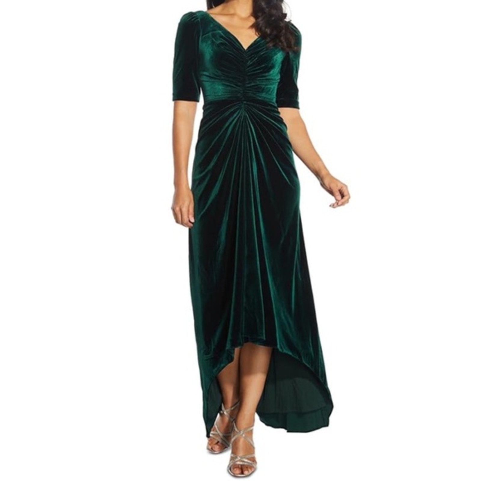 Adrianna Papell Adrianna Papell. Shirred Velvet Gown. Size XS / US 0-2 / IT 36-38 - 5 Thumbnail