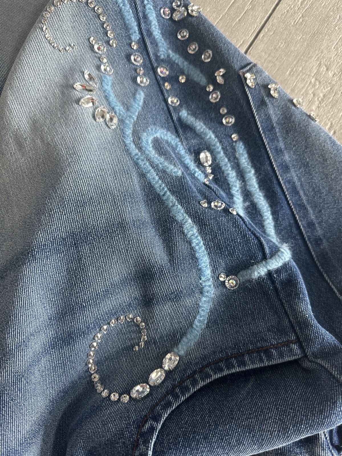 Bluemarble Bluemarble Embellished Wide-Leg Denim – Size 34 (Fits 36) Size US 34 / EU 50 - 4 Thumbnail