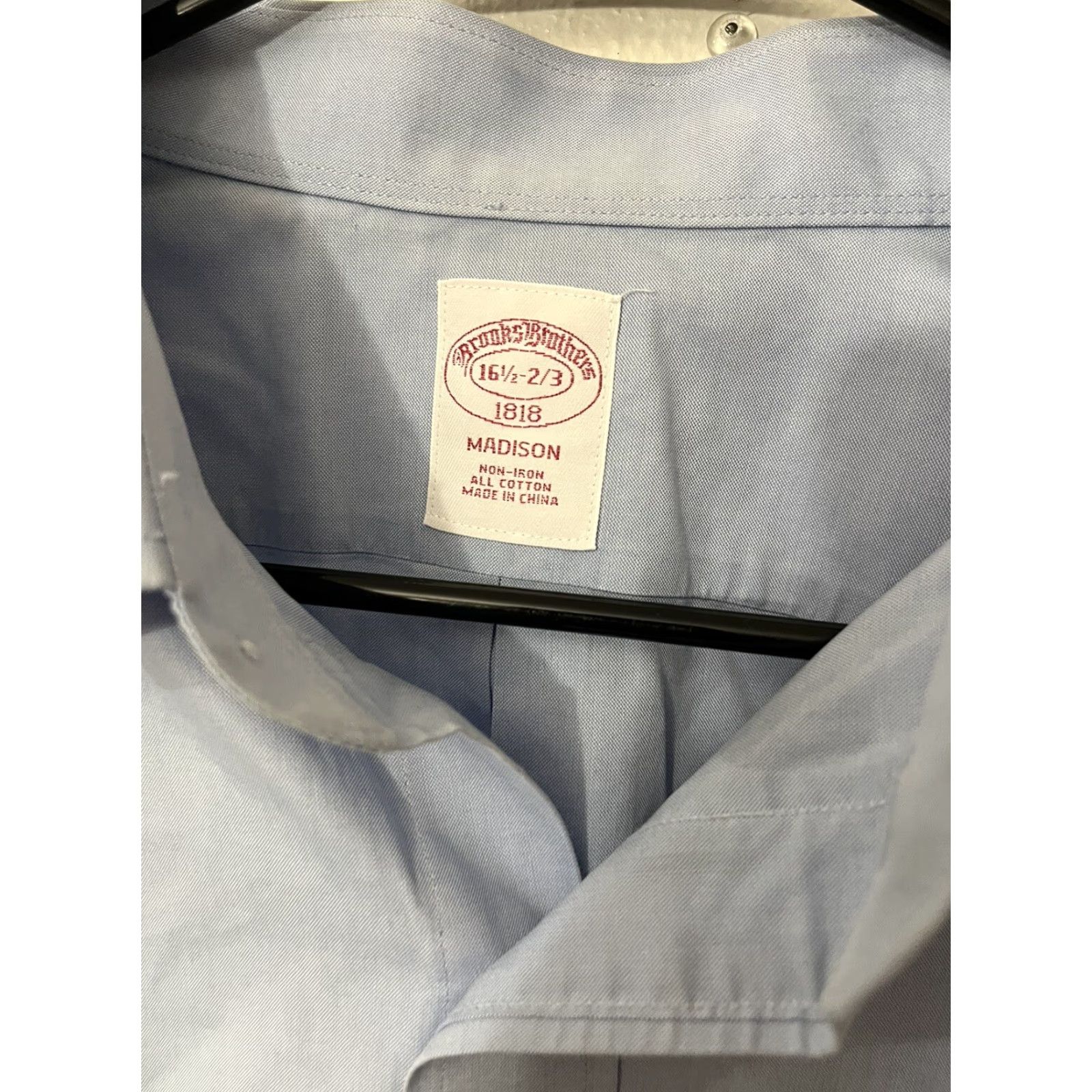 Brooks Brothers VINTAGE Brooks Brothers Dress Shirt Mens 16.5 Non-Iron Cotton Blue Solid Madison Long Sleeve Classic Regular Fit Size US L / EU 52-54 / 3 - 3 Thumbnail