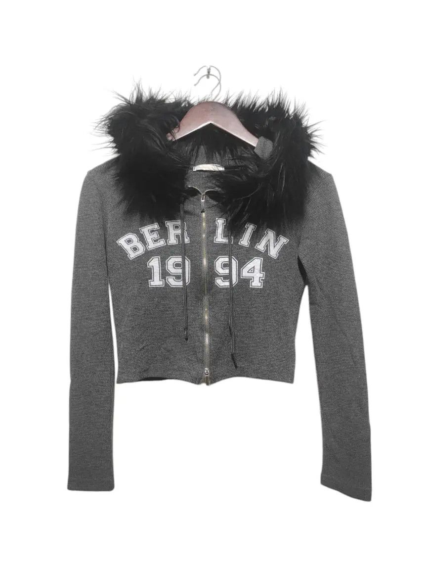 Japanese Brand Magenta Studio Crop Double Zipper Fur Hoodie LGB style Size S / US 4 / IT 40 - 1 Thumbnail