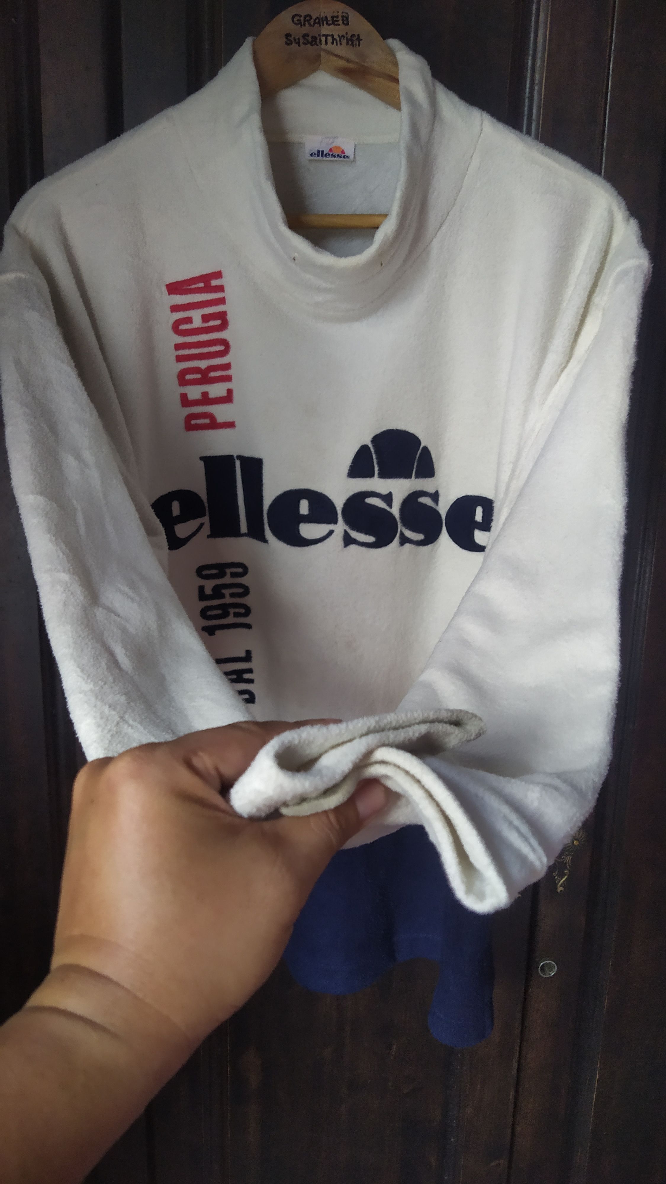Vintage 90s Ellesse Perugia Fleece Jumper Sweatshirt Mock Neck Size US M / EU 48-50 / 2 - 3 Thumbnail