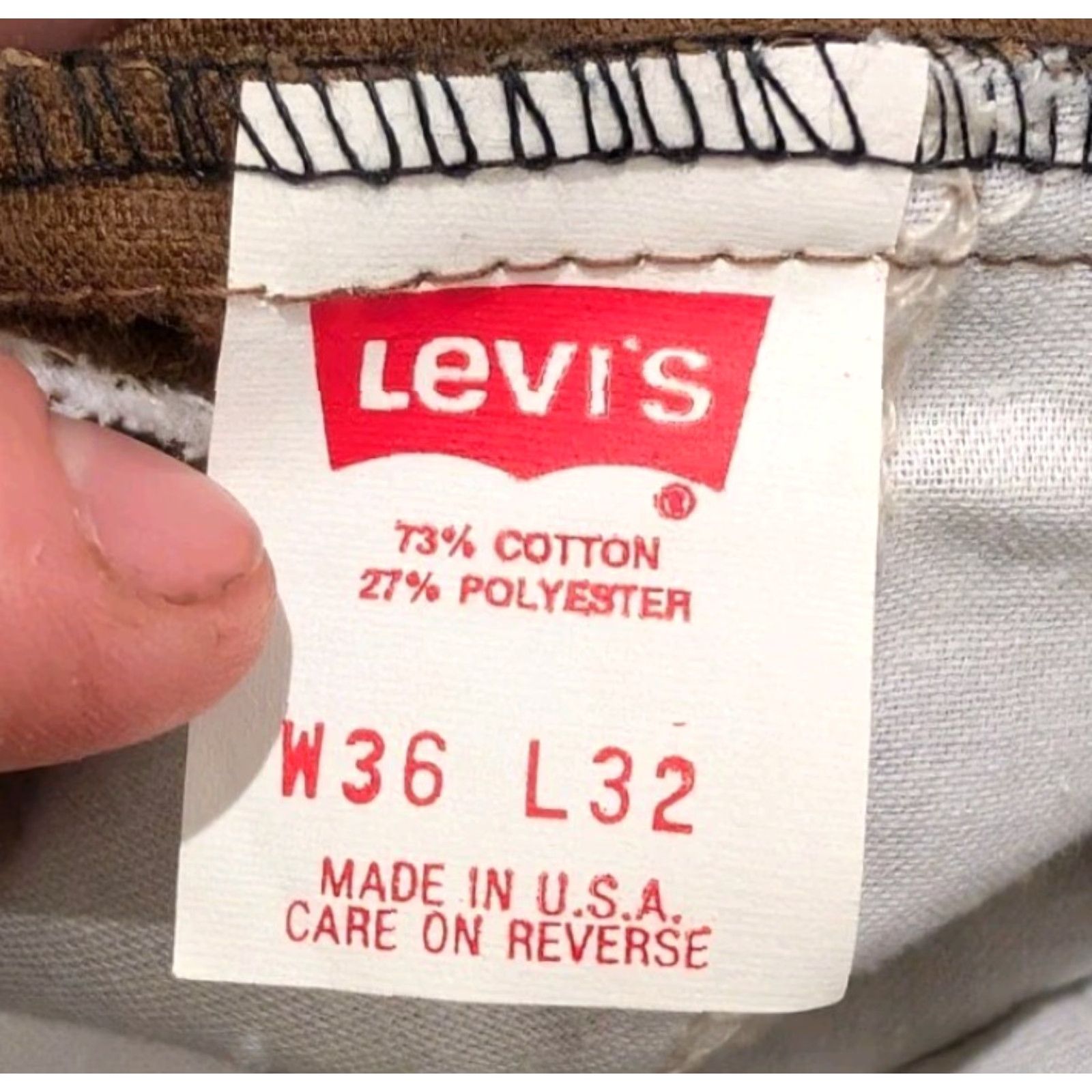 Levi's VTG Levi's 519 Corduroy Pants Mens 36x32 Brown USA Western White Tab EUC Size US 36 / EU 52 - 6 Thumbnail