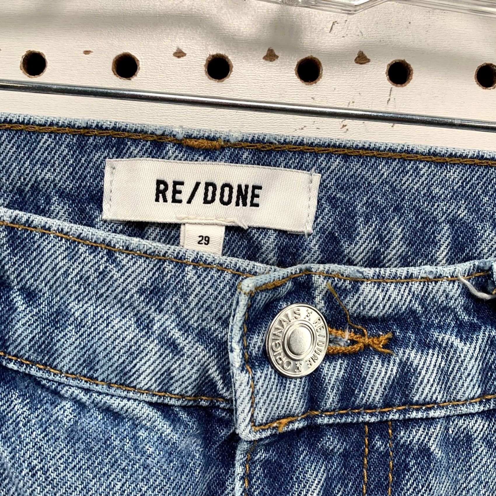 RE/DONE RE/DONE Blue Denim Jeans 70's Straight Fit Womens Size 29 Light Wash 30x28.5 Jeans Size 29" - 7 Thumbnail