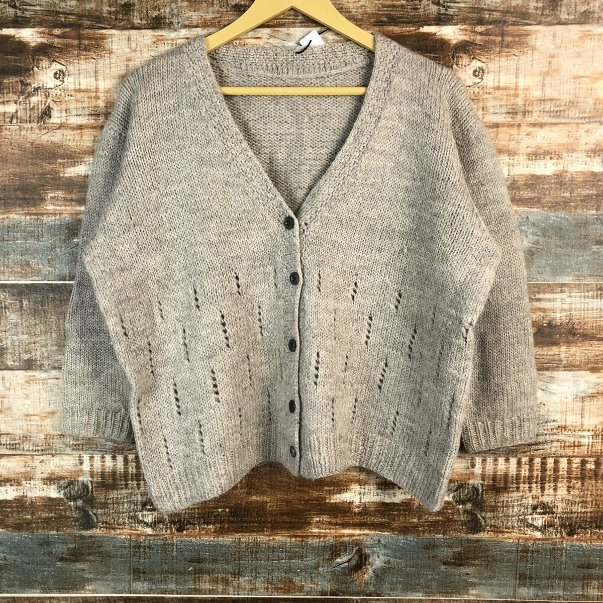 Japanese Brand × Vintage Japanese Brand Grey Hand Knit Cardigan #A2293 Size S / US 4 / IT 40 - 3 Thumbnail