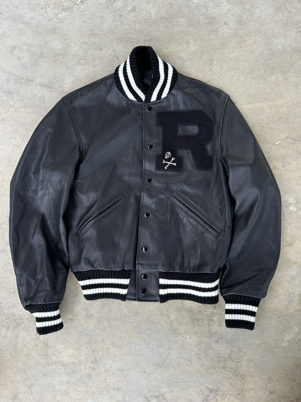 R13 R13 Varsity Bomber Leather Jacket Size XS / US 0-2 / IT 36-38 - 1 Thumbnail