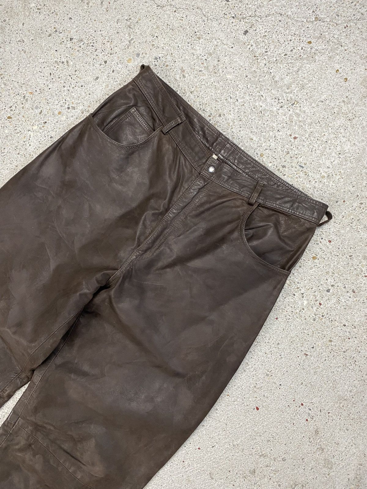 Vintage Vintage brown leather pants japan style baggy Size US 38 / EU 54 - 3 Thumbnail