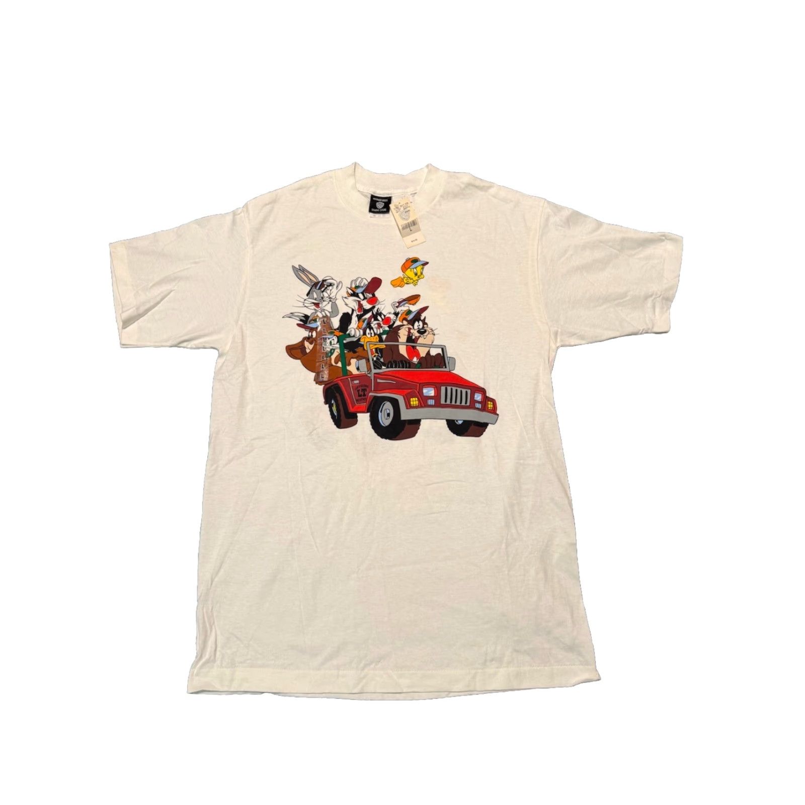 Vintage VINTAGE Warner Bros Looney Tunes T-Shirt L White Unisex 1990s 2-Sided Bugs Bunny Taz Daddy Jeep Size US L / EU 52-54 / 3 - 2 Thumbnail