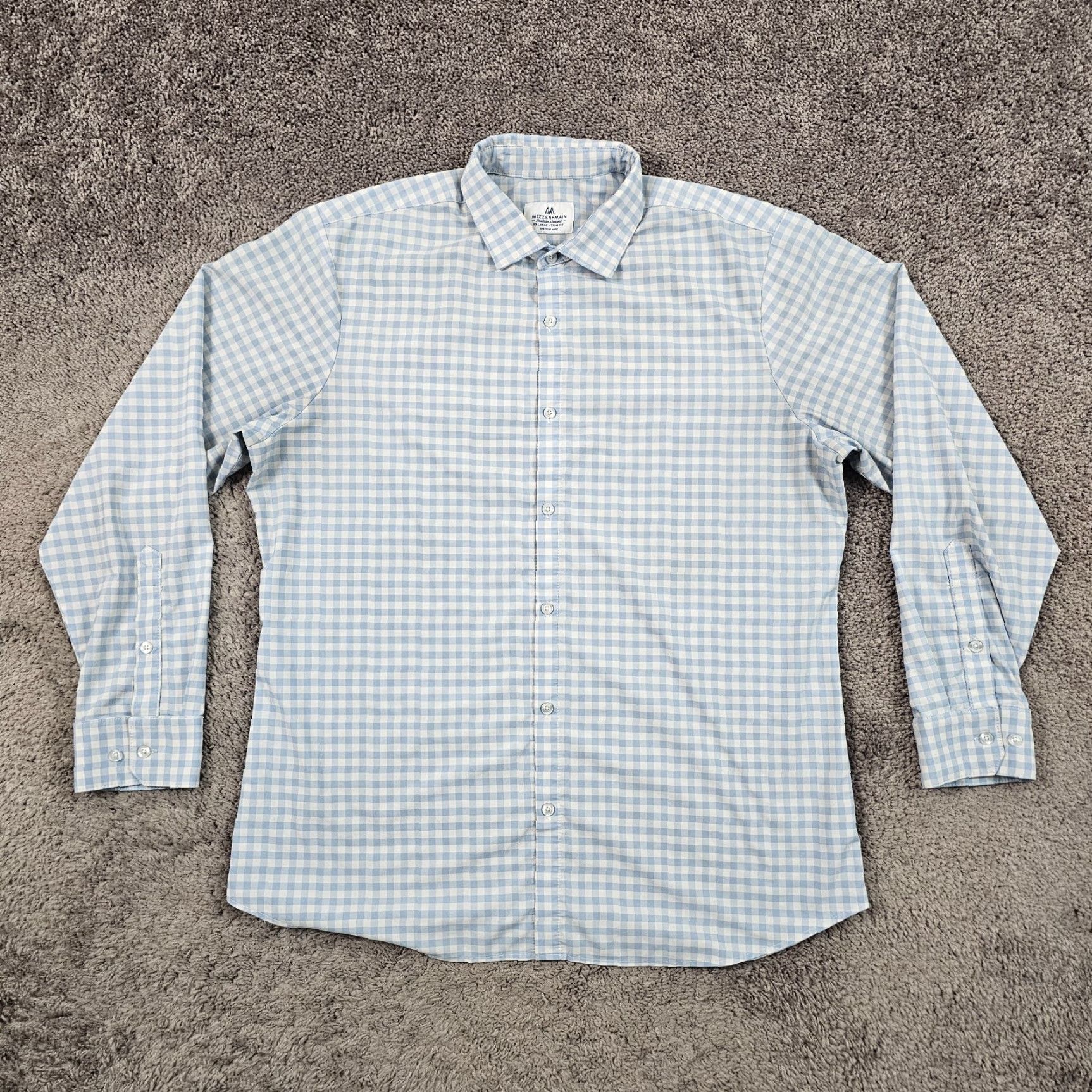 Mizzen+Main Mizzen+Main VINTAGE Check Shirt Mens 2XL Blue Slim Fit Long Sleeve Button-Up Breathable Performance Stretch USA Size US XXL / EU 58 / 5 - 2 Thumbnail