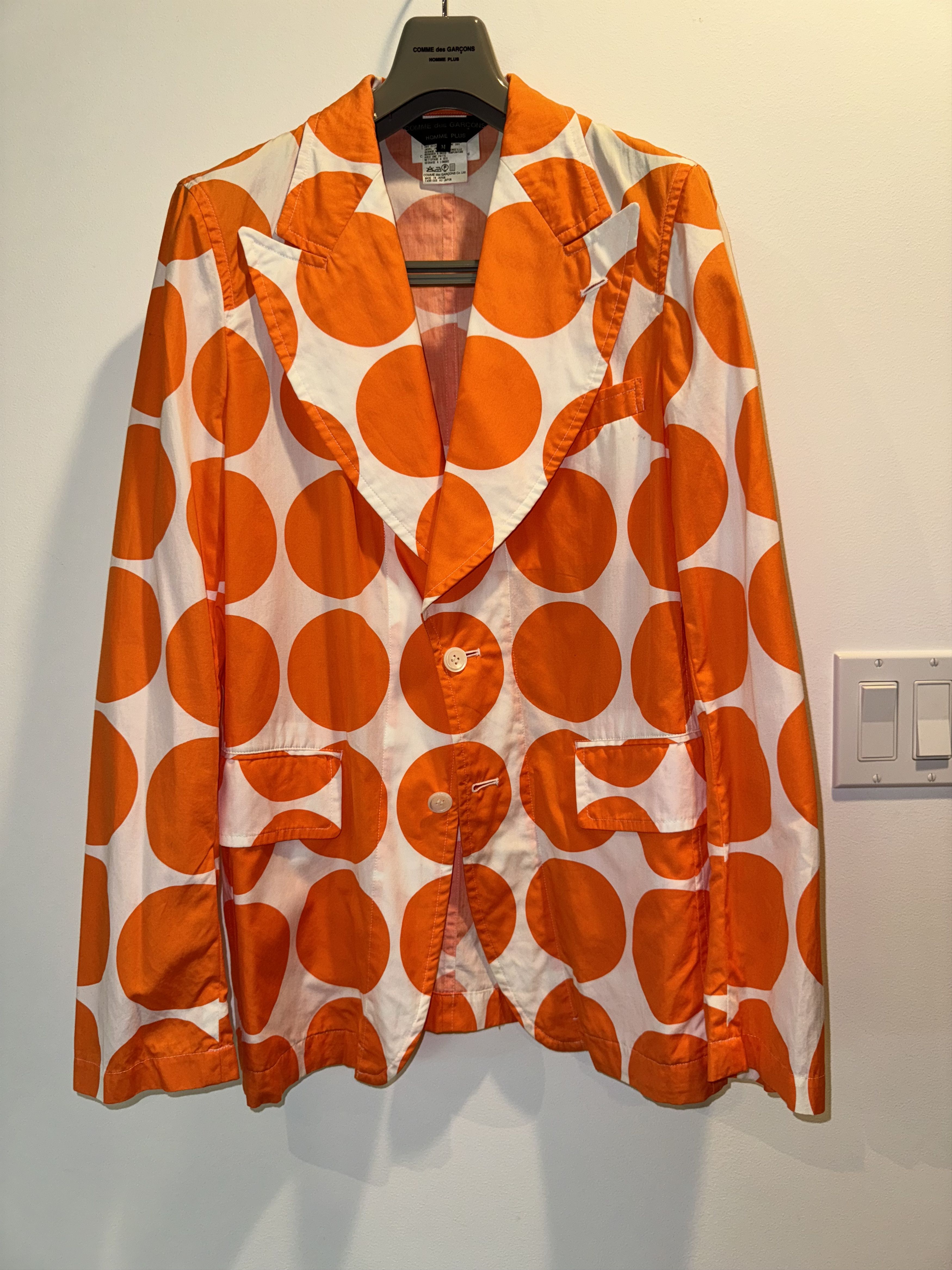 Comme des Garcons Homme Plus Orange Polka Dot Cotton Jacket Size US M / EU 48-50 / 2 - 2 Thumbnail