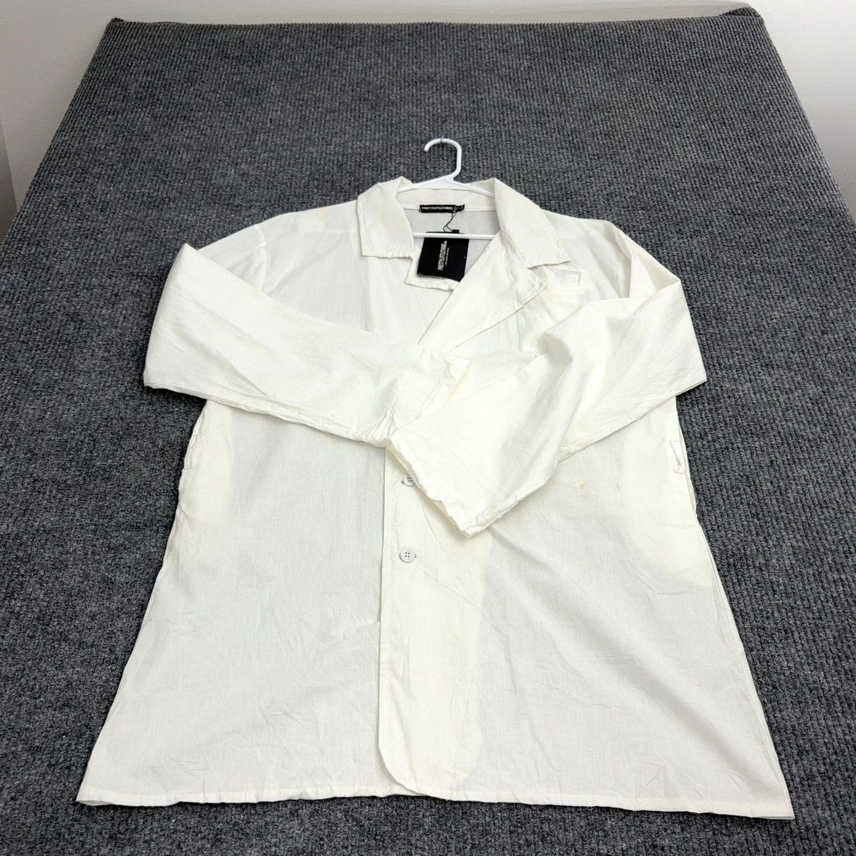 PrettyLittleThing PrettyLittleThing Shirt 10 White Cotton Long Sleeve Button Up Oversized Womens Size L / US 10 / IT 46 - 5 Thumbnail