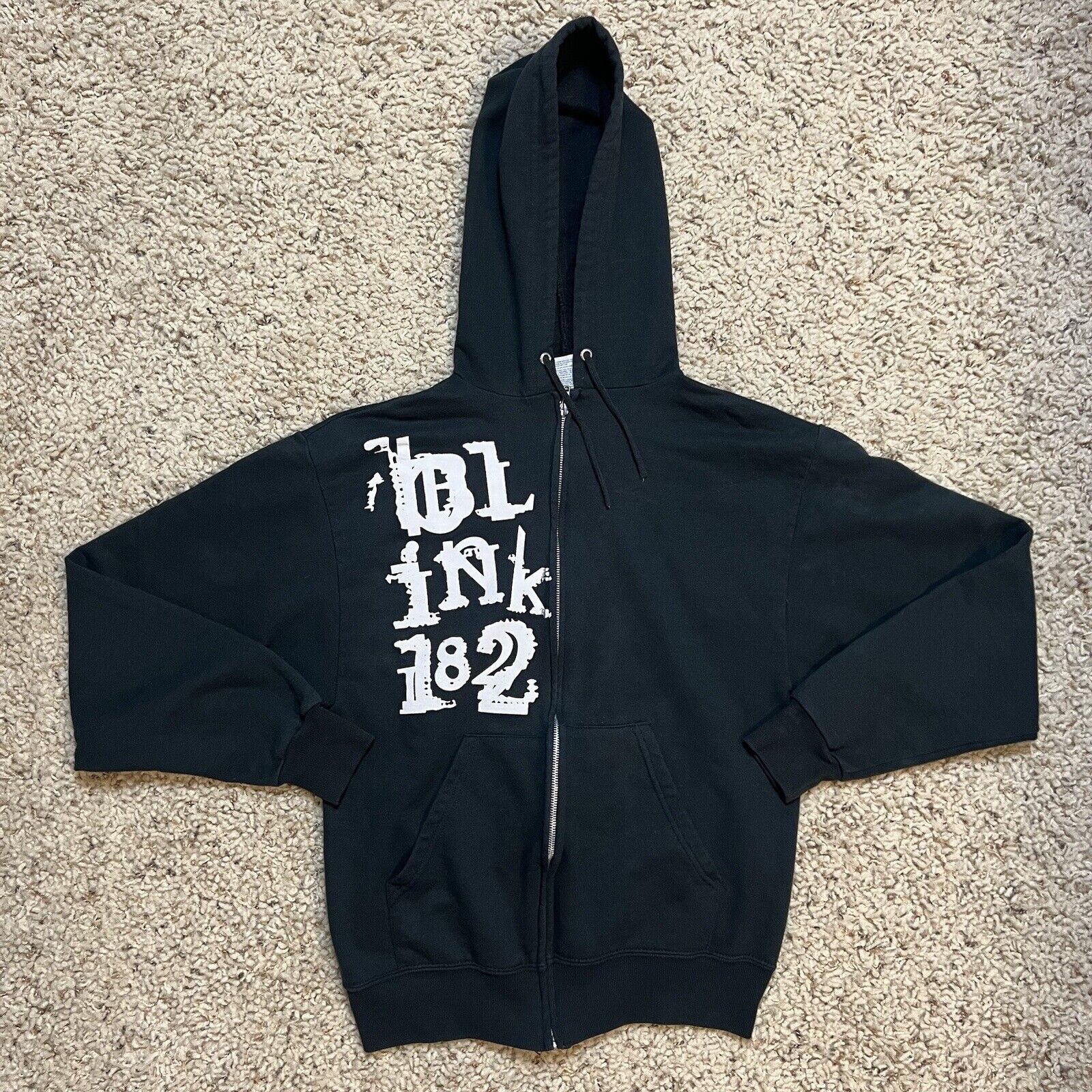 image of Jerzees Vintage Blink-182 Hoodie Sweatshirt Small Untitled Tour 2004 in Black, Men's