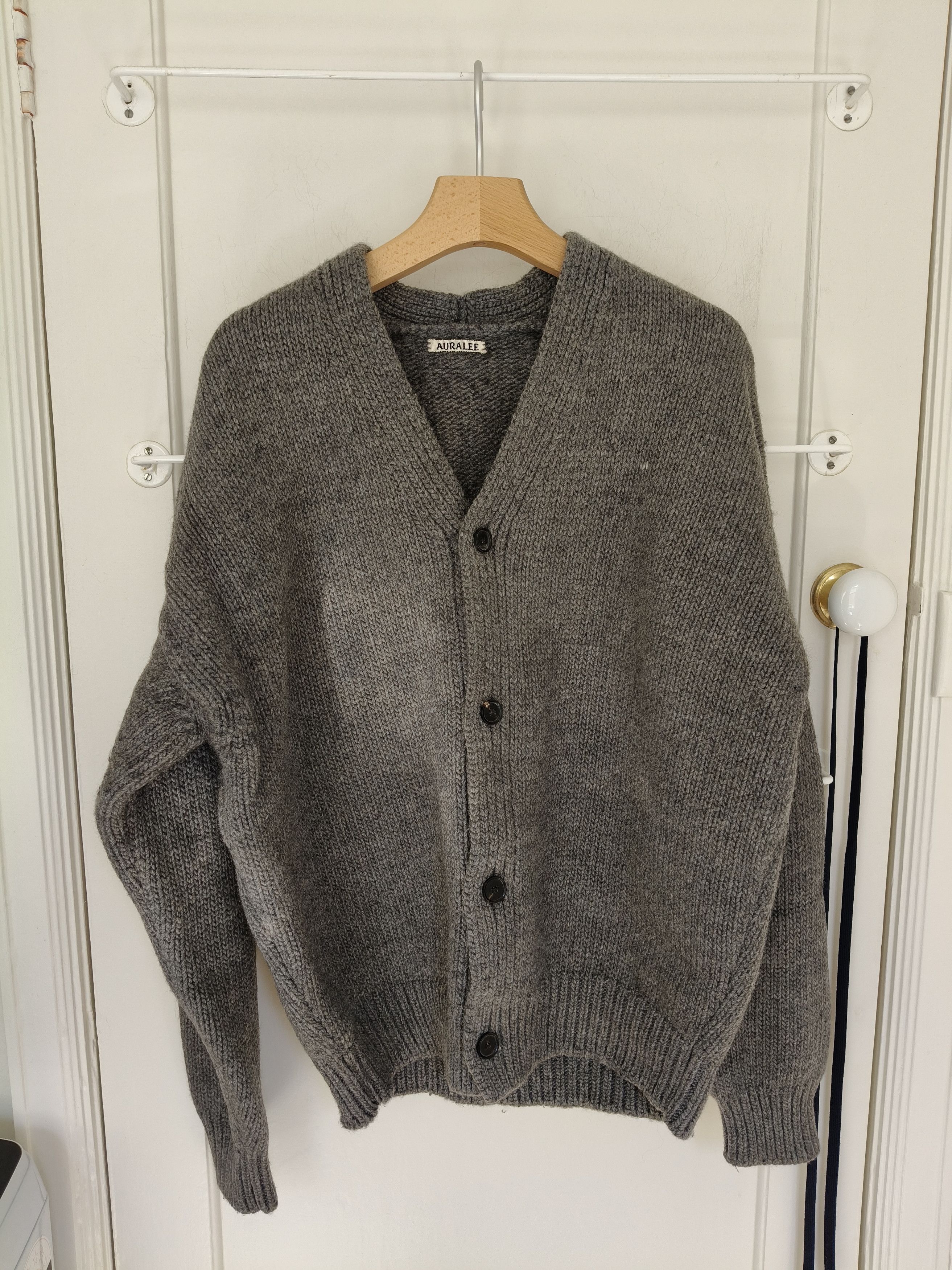 Auralee Grey Stone Washed Cardigan | Grailed