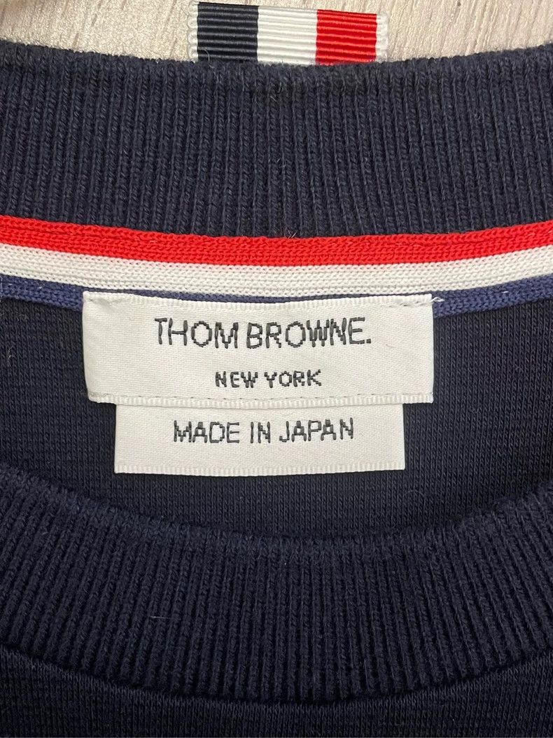Thom Browne Thom browne Dark blue four-striped round-neck mid-sleeved s Size S / US 4 / IT 40 - 6 Thumbnail