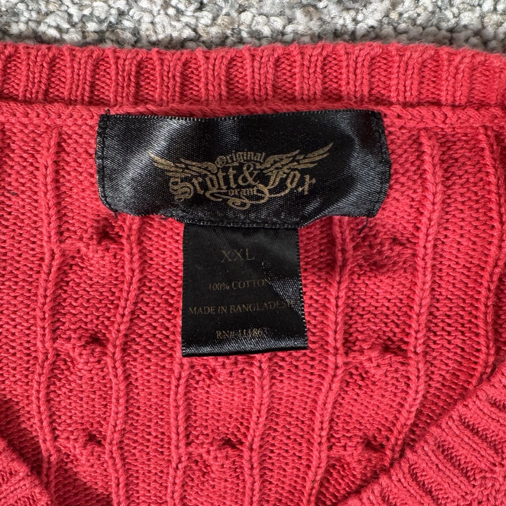 Vintage VINTAGE Y2K Sweater Vest XXL Red 100% Cotton Cable Knit Preppy Academia Heritage Men Vest 90s Christmas Holiday Retro Size US XXL / EU 58 / 5 - 2 Thumbnail