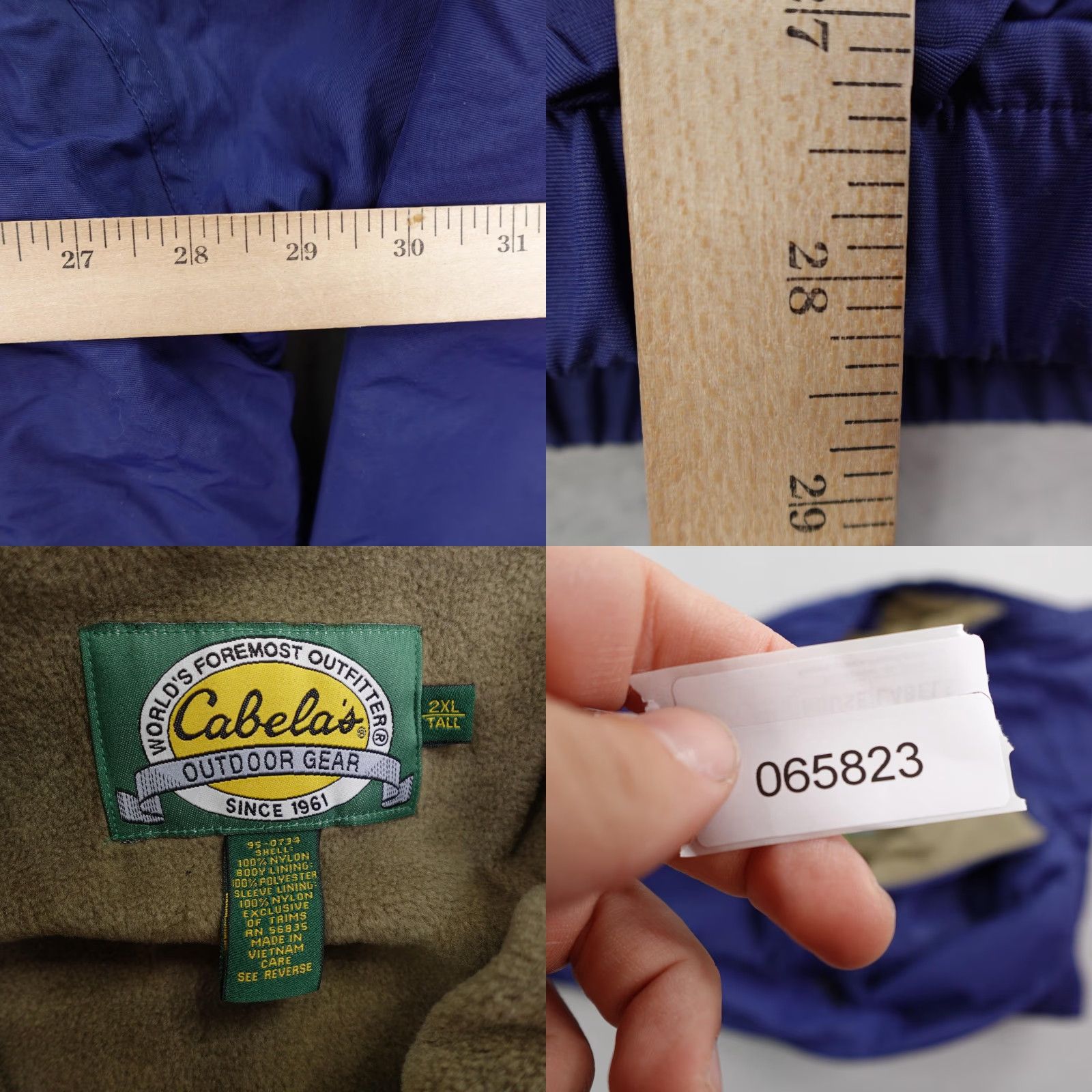 Vintage Cabelas Jacket Mens 2XL Tall Blue Trinity Fleece Lined Double Layer Wind Coat Size US XXL / EU 58 / 5 - 8 Thumbnail