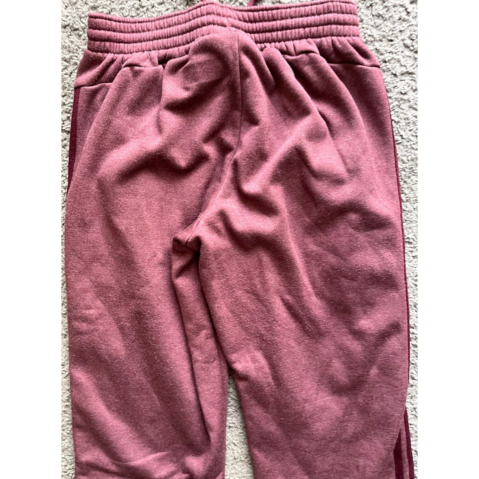 Adidas Adidas Sweatpants Athletic Men Small Red Polyester Pants Striped Burgundy Stripe Inseam 25 in Size US 29 - 5 Thumbnail