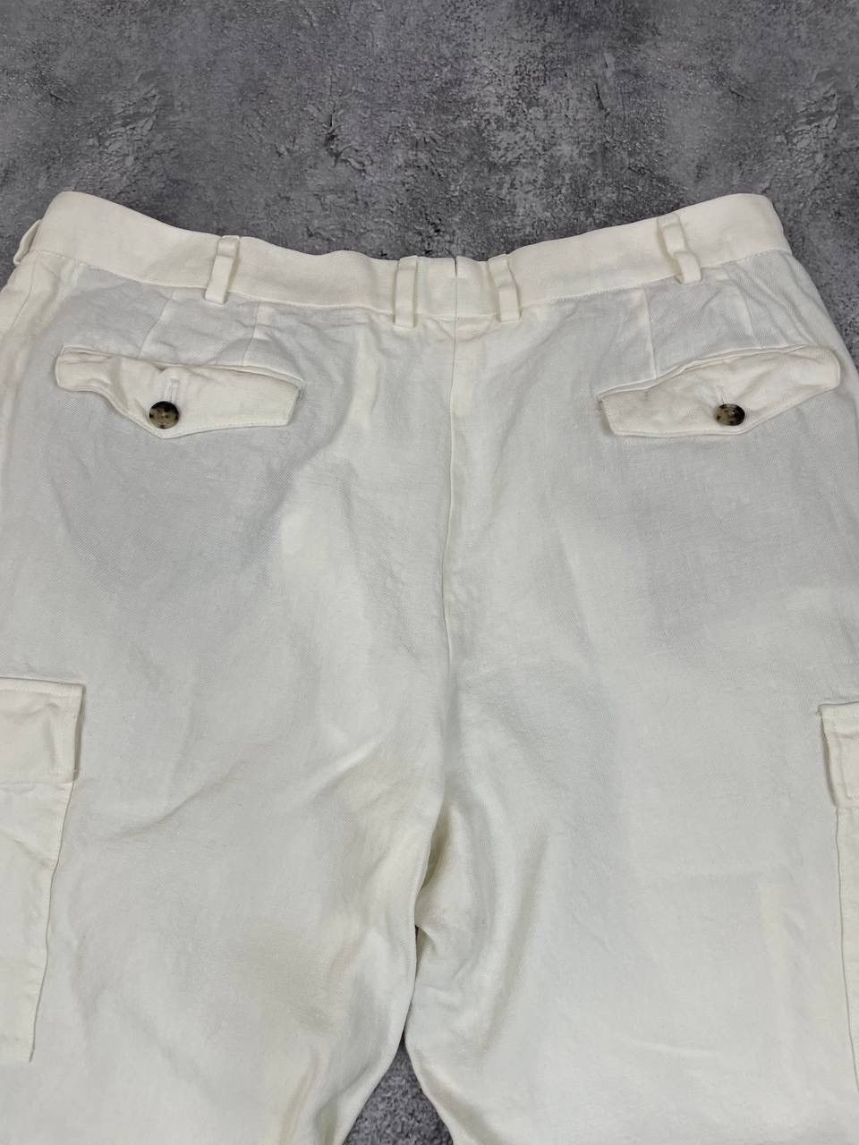 Suitsupply Suitsupply Men Pure Linen Cargo Pants Blake Flat Front White Size US 38 / EU 54 - 2 Thumbnail