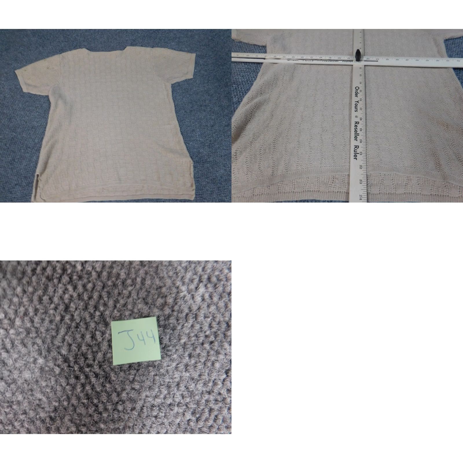 Worthington Worthington Womens Sweater Pullover Bell Sleeve Round Neck Short Sleeve Beige Knit Cotton Ramie Bow Button Petite Ladies Womens Size L / US 10 / IT 46 - 8 Thumbnail