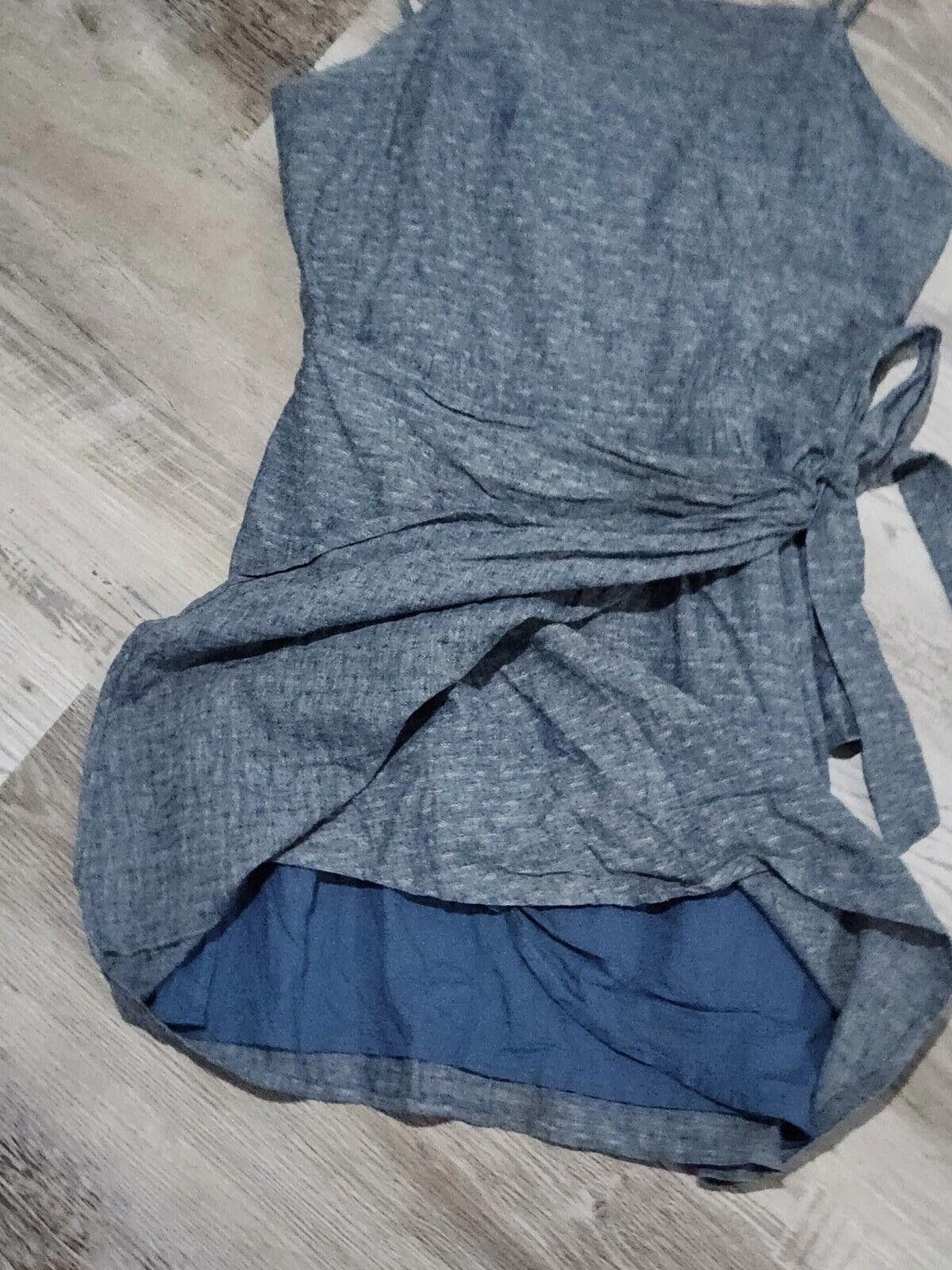 Designer Talori Dress Small Blue Chambray Polka Dot Wrap Short Size S / US 4 / IT 40 - 6 Thumbnail