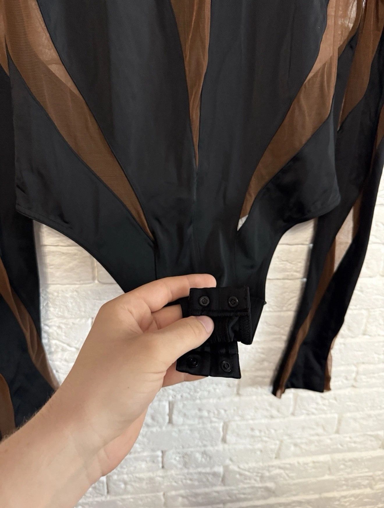 Mugler Mugler x HM Mesh Panel Bodysuit Black Brown Rare Sz 46 L Size L / US 10 / IT 46 - 3 Thumbnail