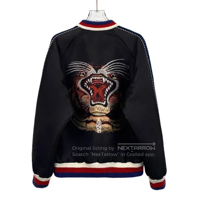 Gucci Gucci Black tiger embroidered mulberry silk zipper long-sl Size US M / EU 48-50 / 2 - 2 Thumbnail