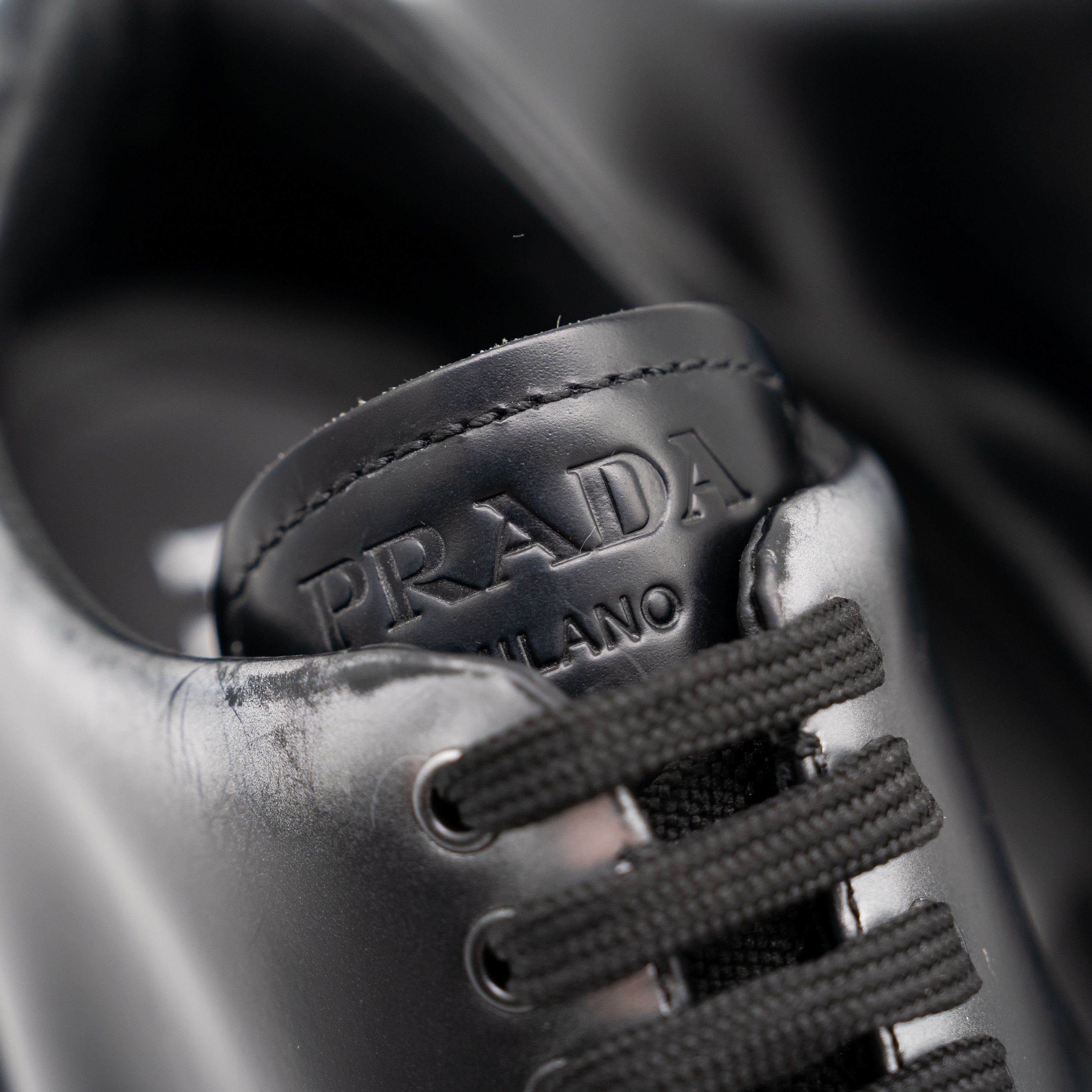 Prada Prada Monolith Brushed Leather Lace-up Shoes Black Silver Size US 9.5 / IT 39.5 - 8 Thumbnail