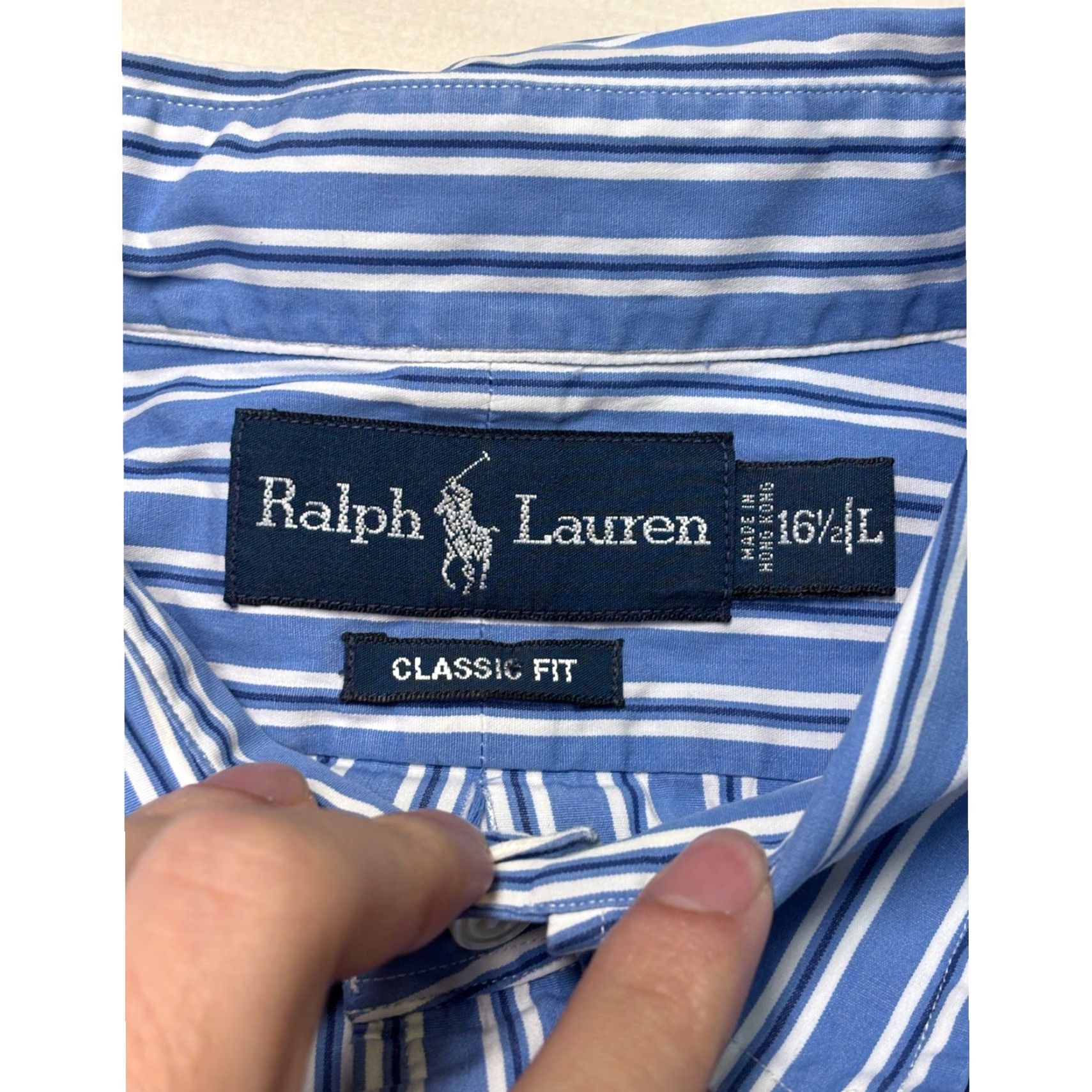 Ralph Lauren VINTAGE Ralph Lauren Striped Button-Down Shirt Men L Blue White Stripes Classic Fit Size US L / EU 52-54 / 3 - 4 Thumbnail
