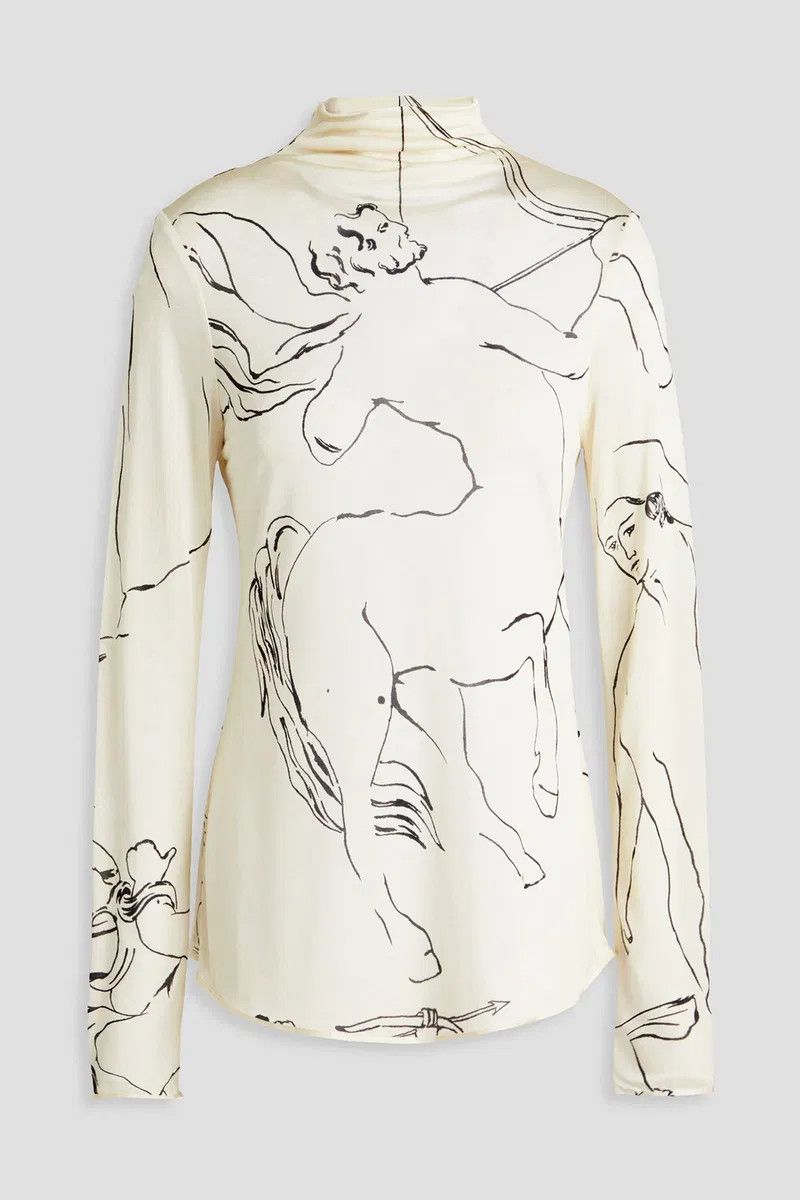Jil Sander o1y1025 Turtleneck T-Shirt in Cream/Black Size M / US 6-8 / IT 42-44 - 1 Thumbnail