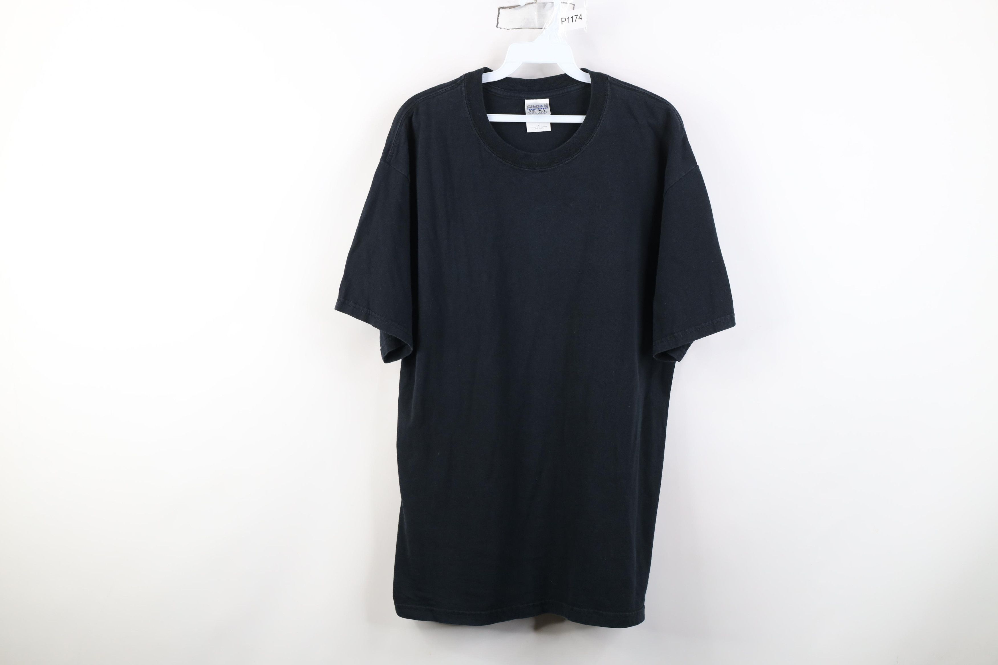 Vintage Vintage 90s Y2K Streetwear Heavyweight Cotton T-Shirt Black Size US L / EU 52-54 / 3 - 1 Thumbnail