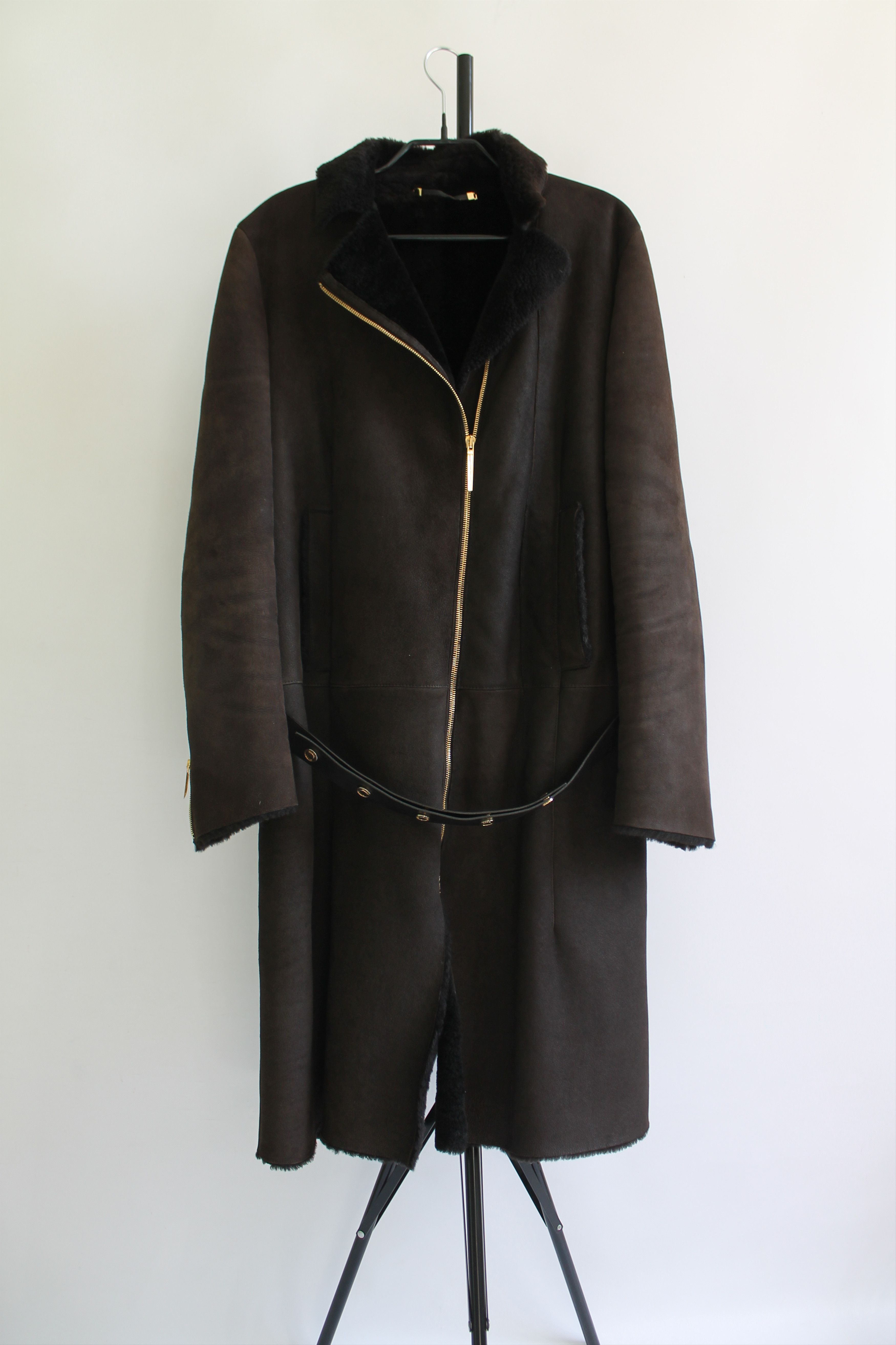 Gucci 90's GUCCI leather TOM FORD BELTED SHEARLING COAT brown Size M / US 6-8 / IT 42-44 - 10 Thumbnail