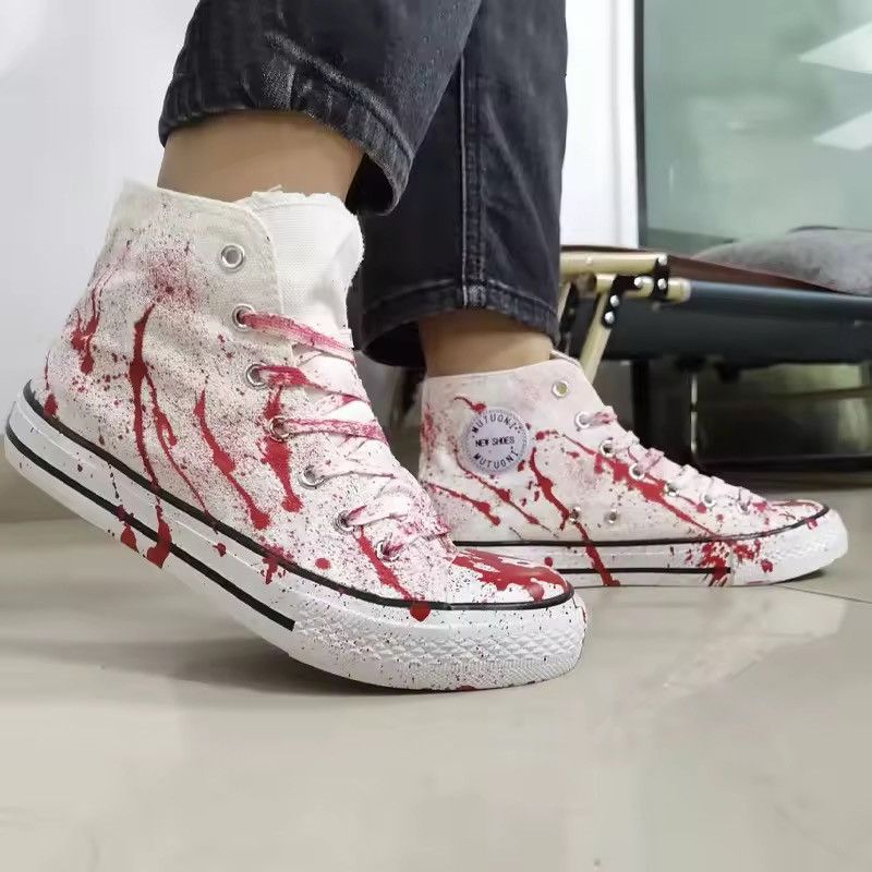 Japanese Brand Color Ink Splatter Canvas High-Top Sneakers Size US 6.5 / IT 36.5 - 3 Thumbnail