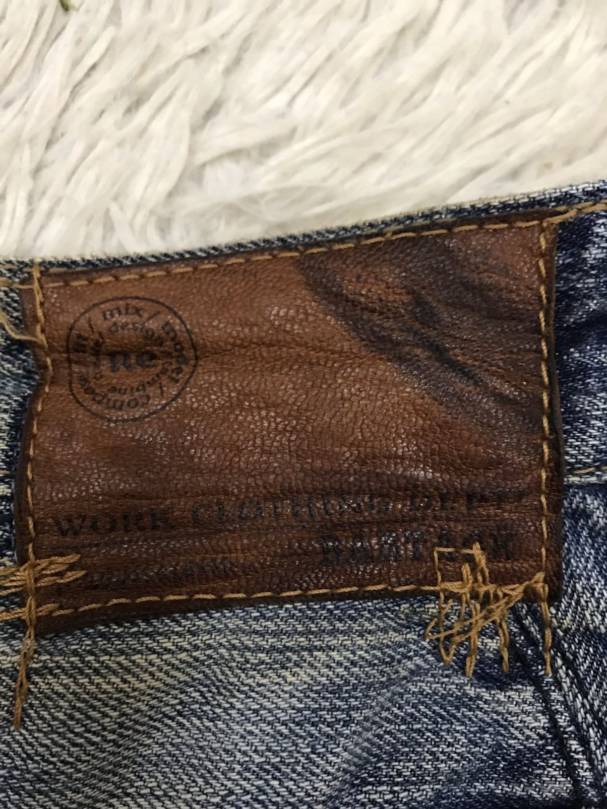 If Six Was Nine Vintage Bartack Work Clothing Distressed Denim Jeans Size US 34 / EU 50 - 15 Thumbnail