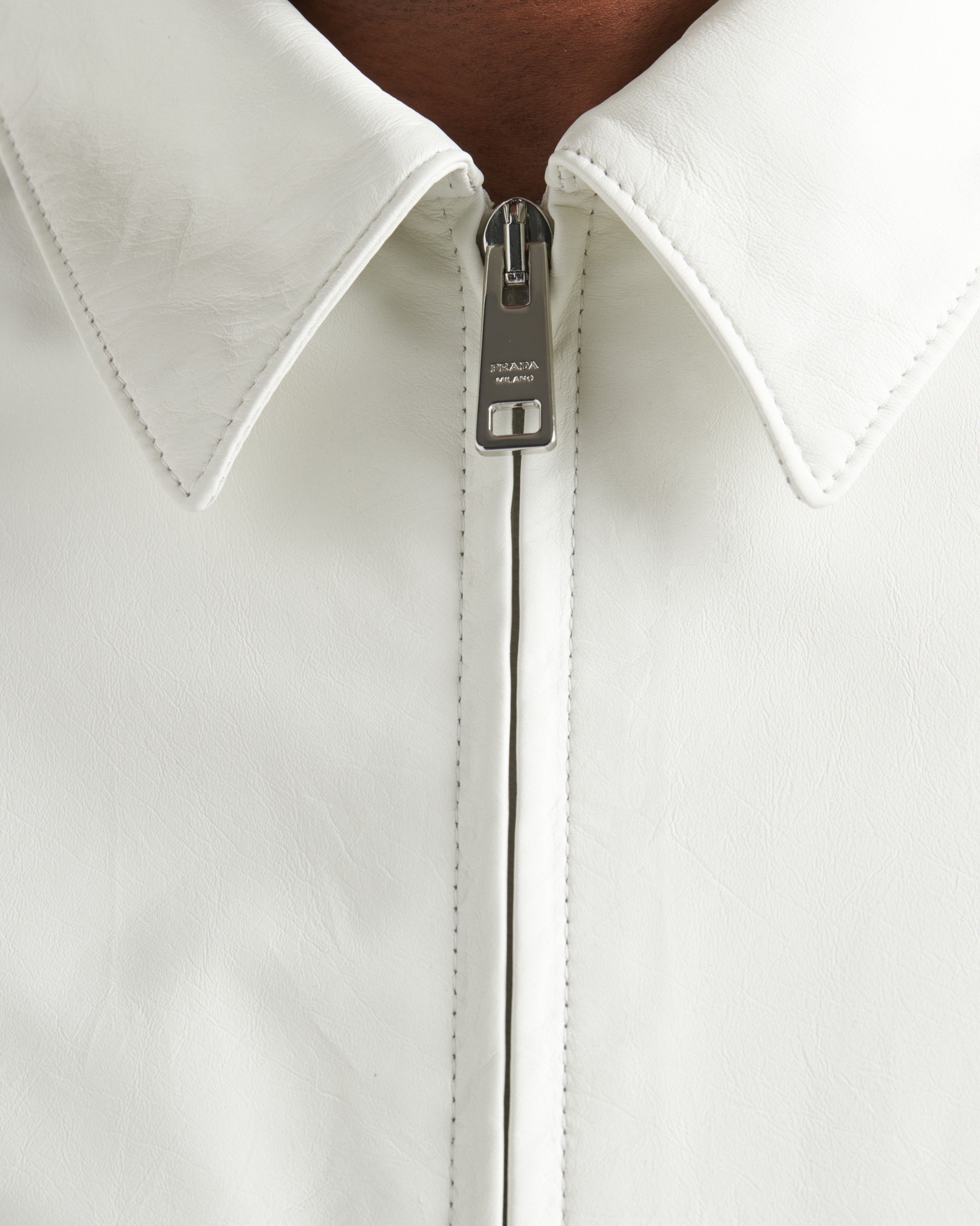 Prada o1bcso1str1025 Vitello Blouson Jacket in White Size US M / EU 48-50 / 2 - 6 Thumbnail
