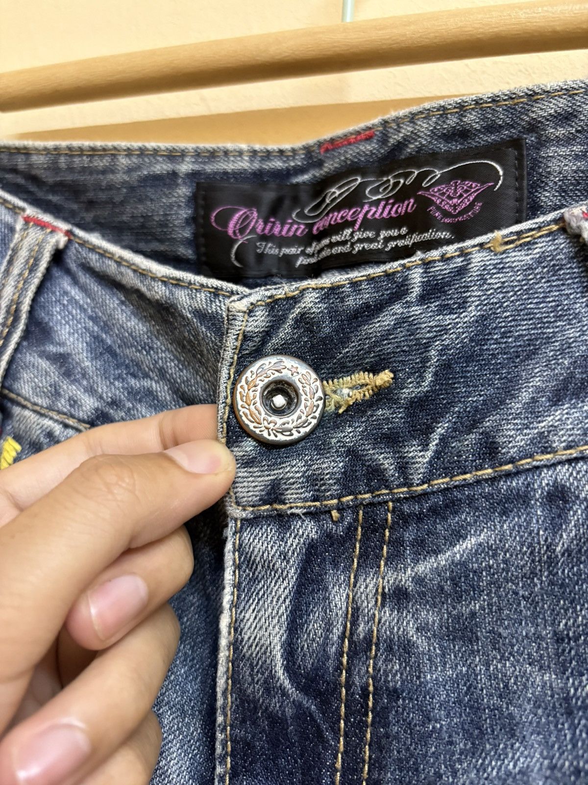 If Six Was Nine × Japanese Brand Vintage Y2k Oririn Jeans Spell Out Poem Flared Jeans Size US 32 / EU 48 - 15 Thumbnail