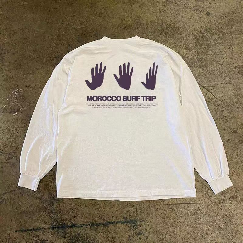 Japanese Brand White casual retro palm print long-sleeved t-shirt Size US M / EU 48-50 / 2 - 1 Thumbnail