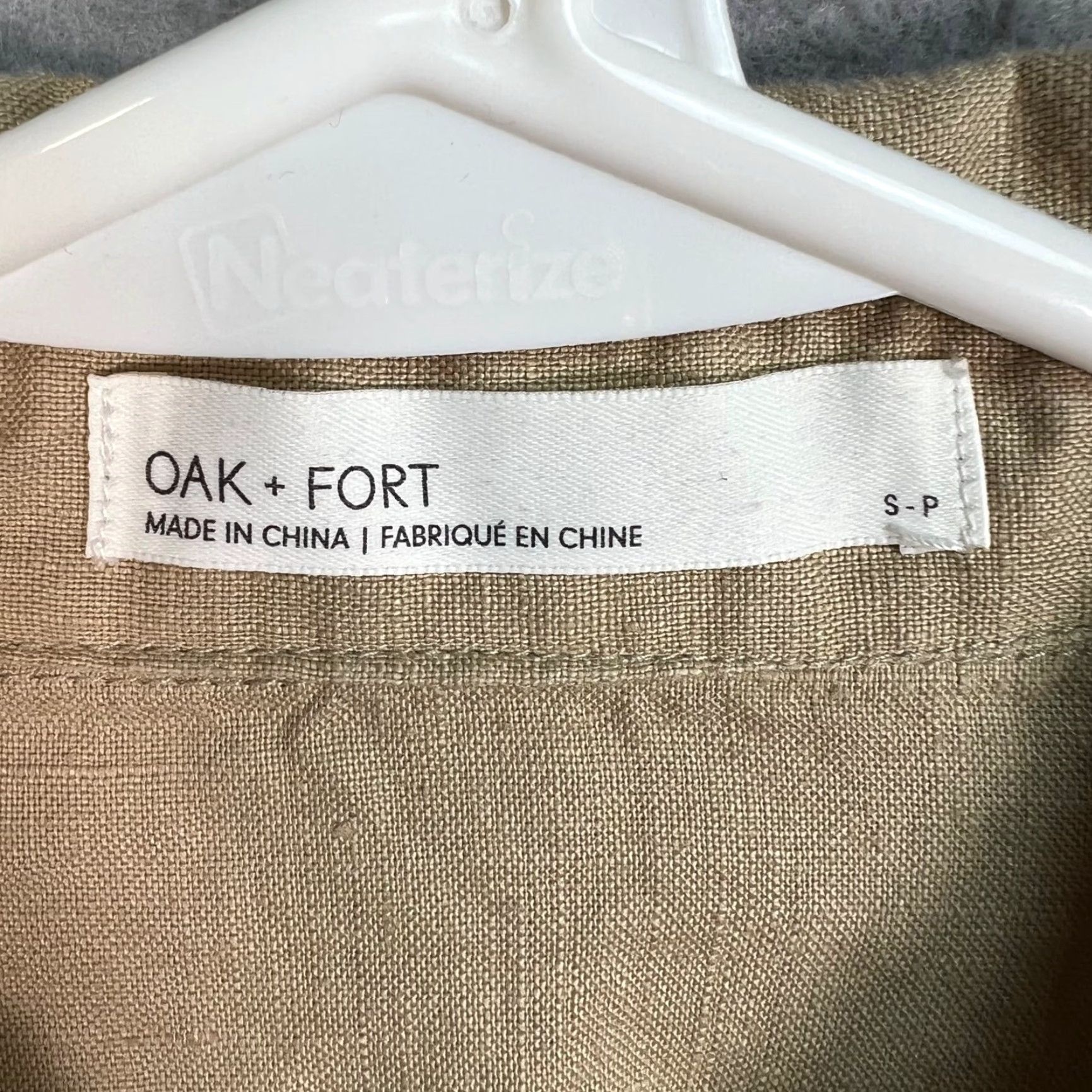 Oak + Fort Oak + Fort Shirt Dress Womens Small Beige Linen Button-Front Midi W/ Waist Tie Daywear Casual Summer Spring Size S / US 4 / IT 40 - 3 Thumbnail