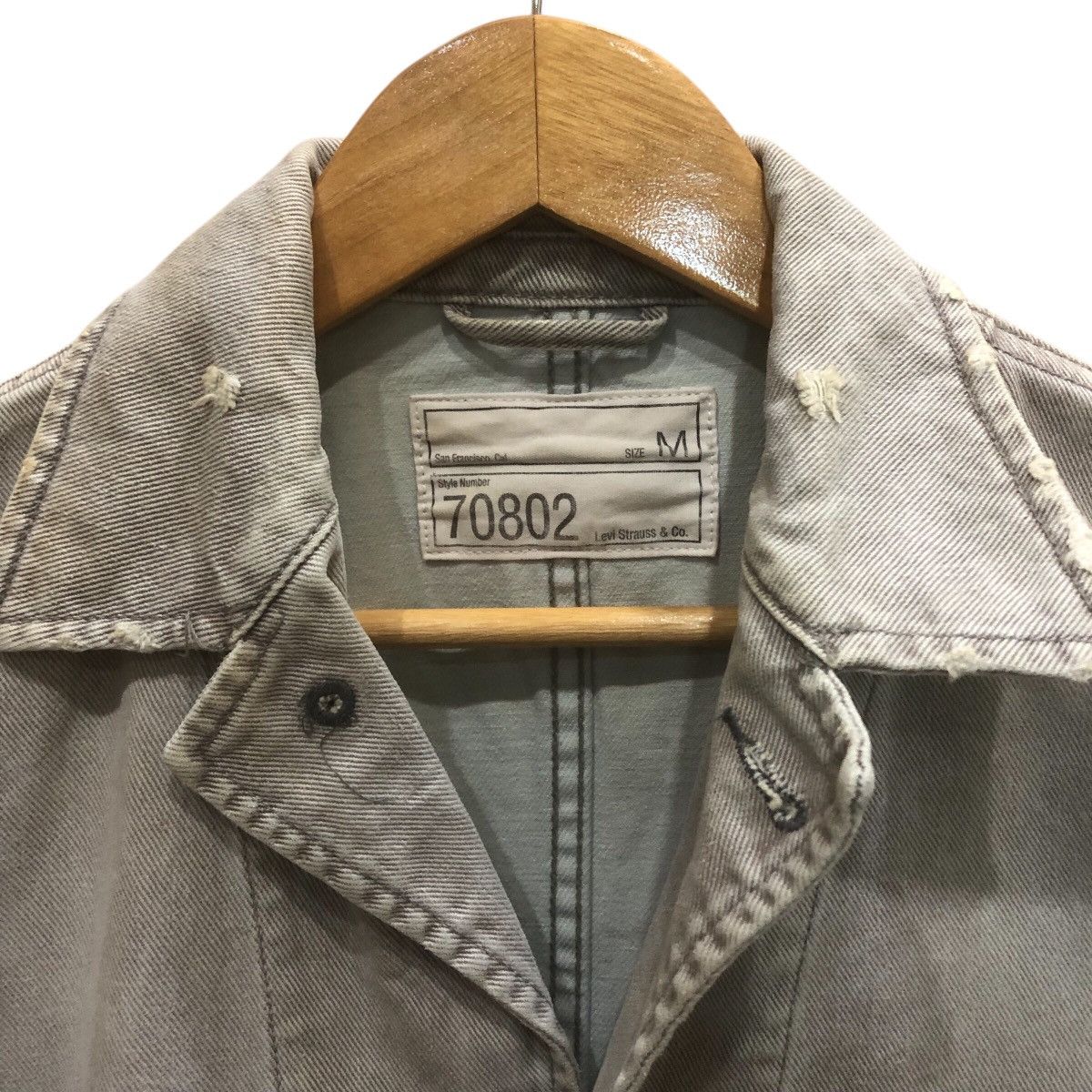 Levi's × Levi's Vintage Clothing Levis 70802 Denim Distress Blazer Jacket Size US M / EU 48-50 / 2 - 4 Thumbnail