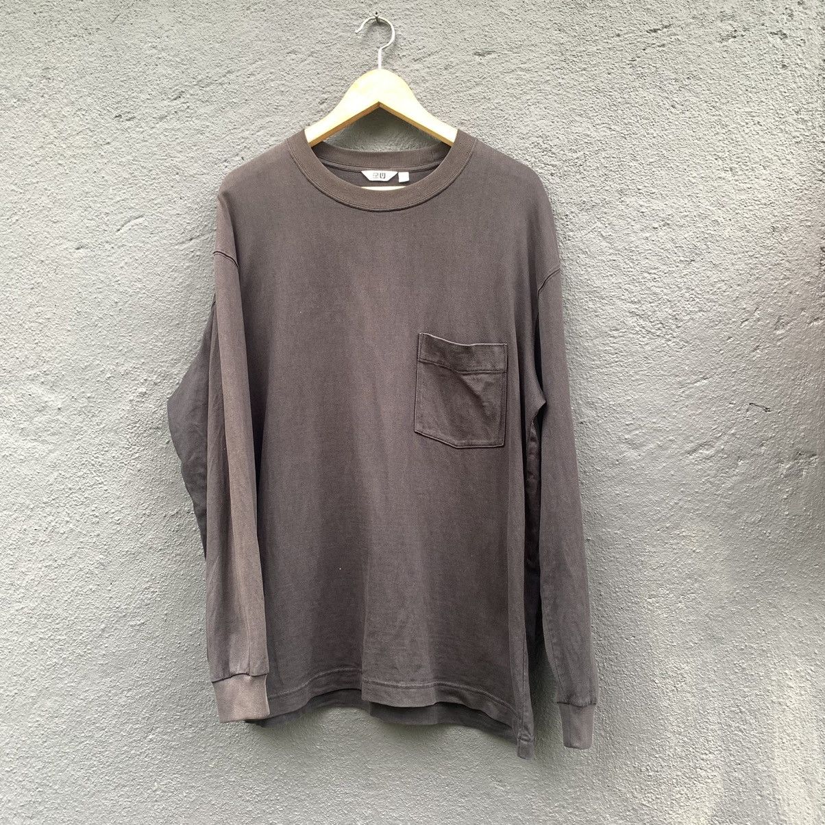 image of Thrashed Faded Christophe Lemaire X Uniqlo Long Sleeve Tee in Black, Men's (Size Large)