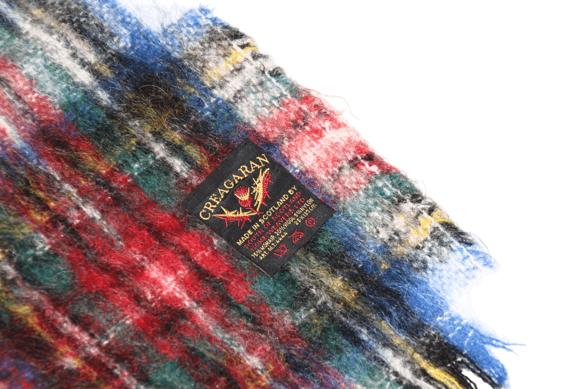 Johnstons Of Elgin Creagaran Scotland Plaid Mohair Wool Scarf 137x25cm Size ONE SIZE - 6 Thumbnail